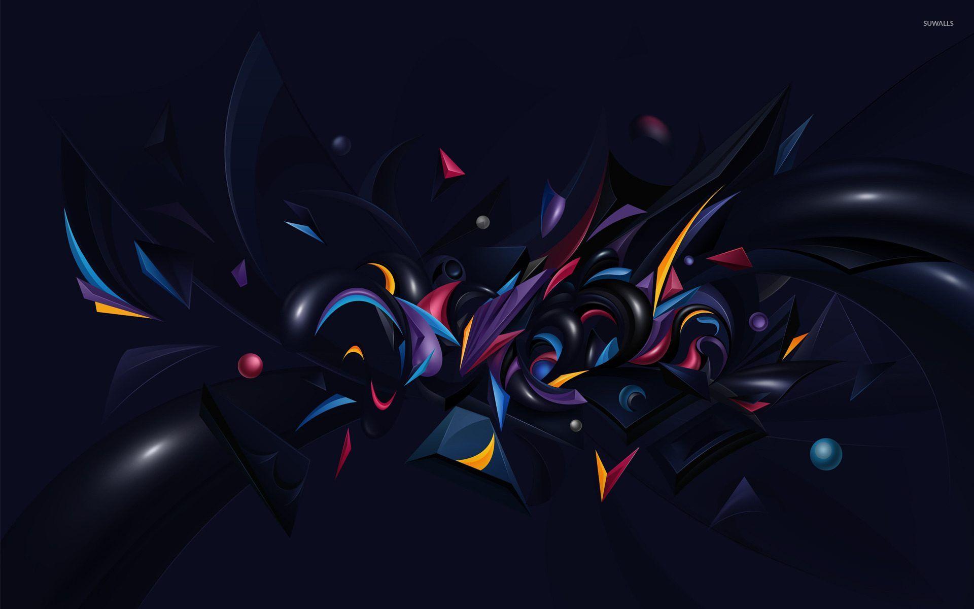 Abstract 4k background HD image colorful shapes on a dark background
