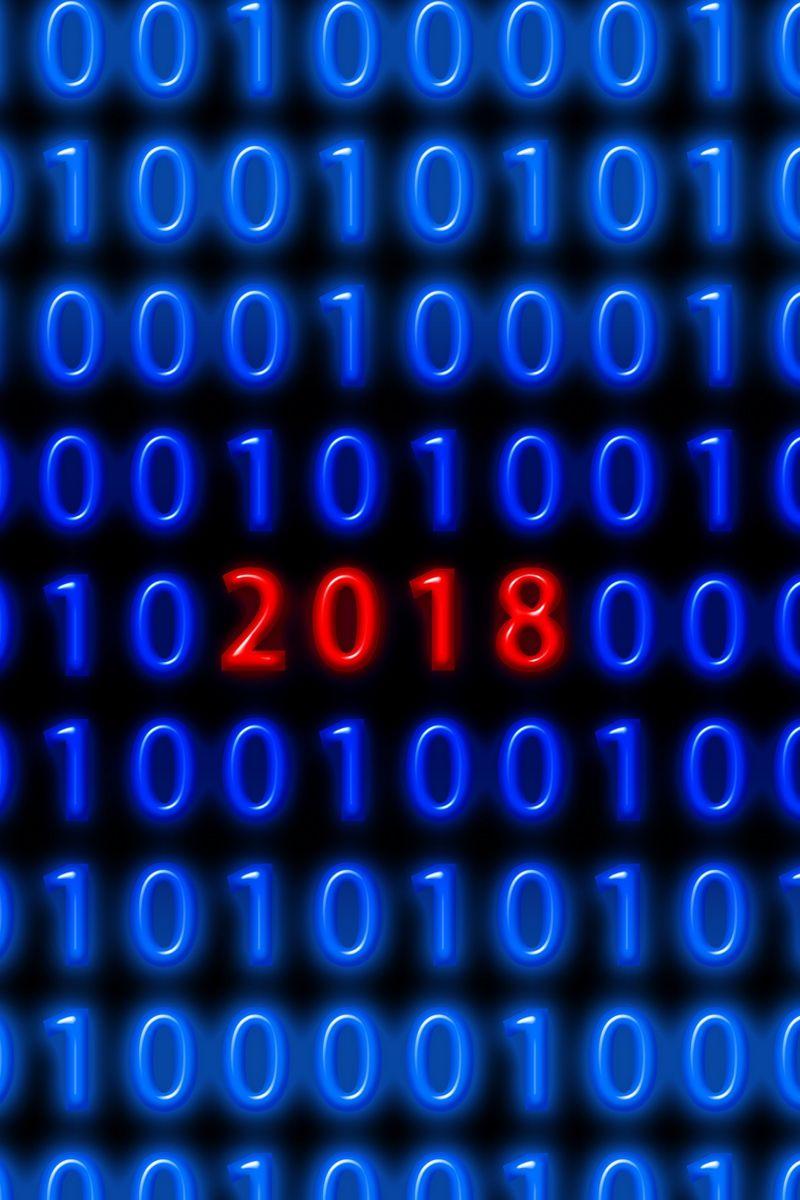 Download Wallpaper 800x1200 Binary Code, New Year, 2018 Iphone 4s 4