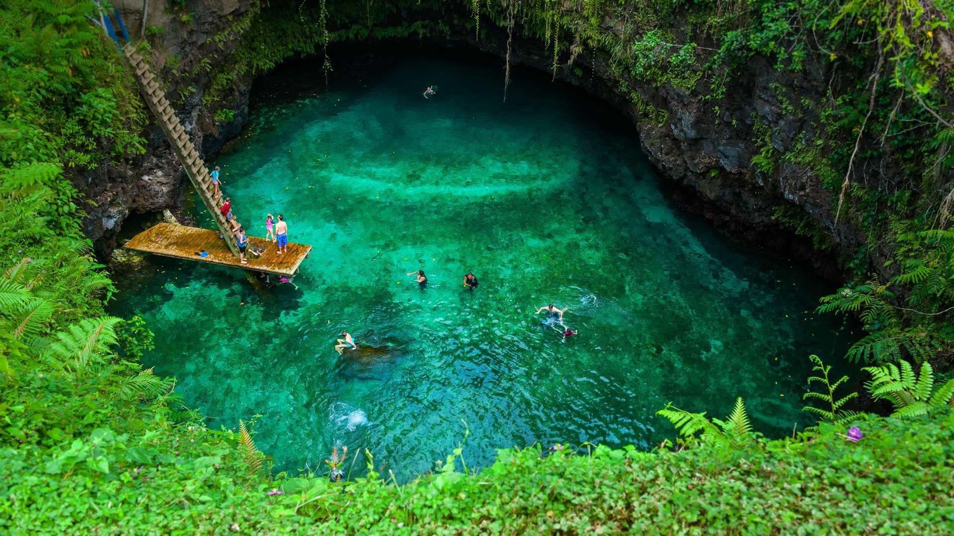 Sea Ocean: Samoa Island Upolu Cave Best Desktop Nature Wallpaper