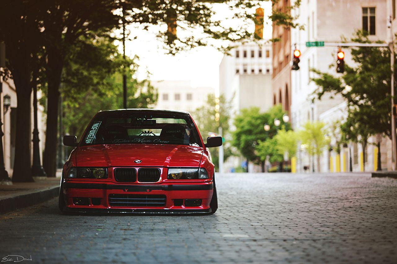 Wallpaper BMW E36 Red Street Cars