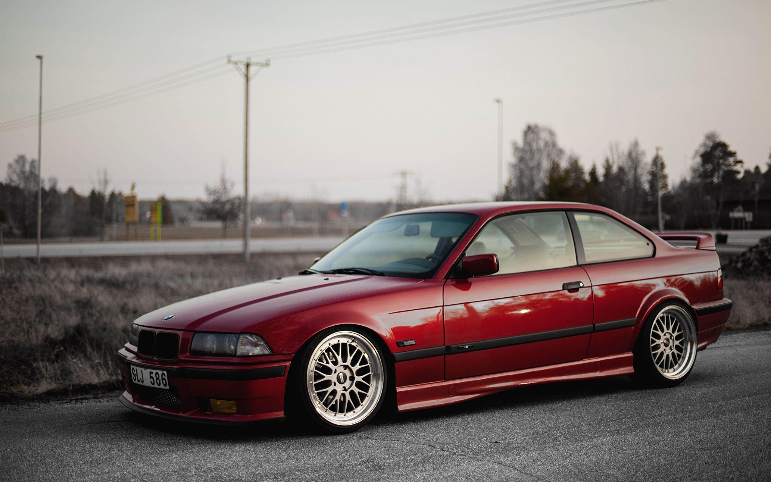 image BMW E36 3 series oldschool M3 stance Red auto Side 2560x1600