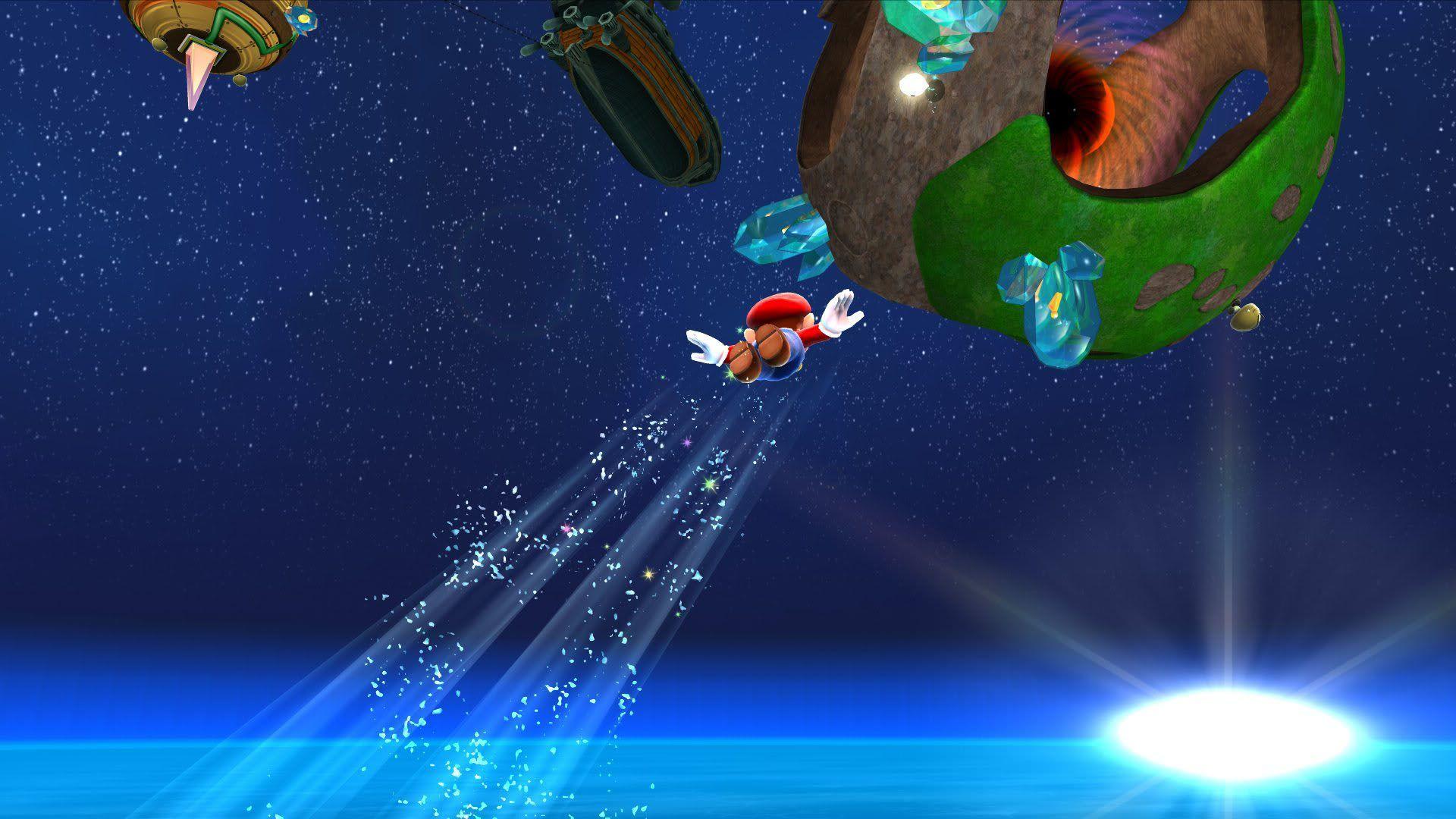 Flying To A Planet Mario Galaxy Wallpaper