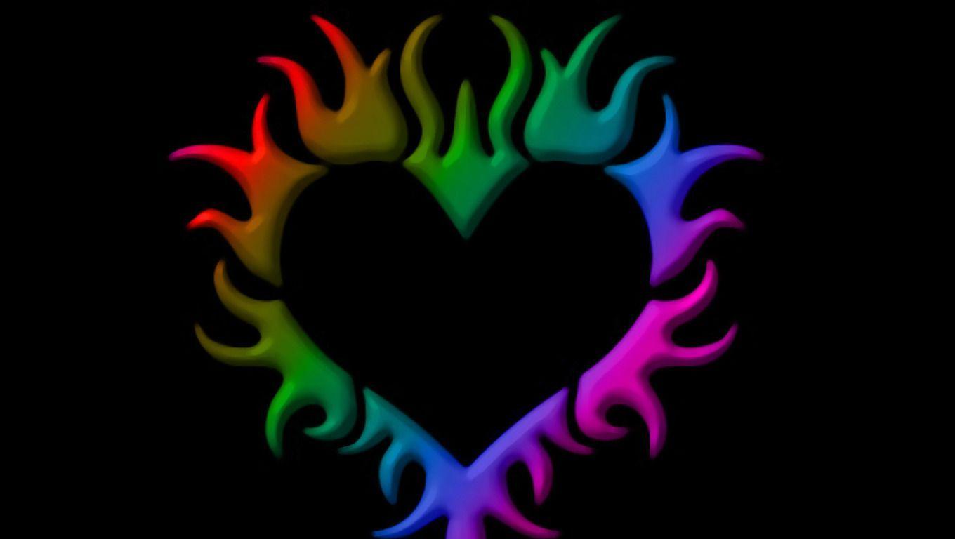 Rainbow Hearth With Peace Sign Over White. Things I love