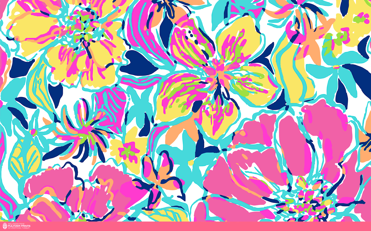 Personalized Lilly Pulitzer Simple Colorful Pink Yellow Background