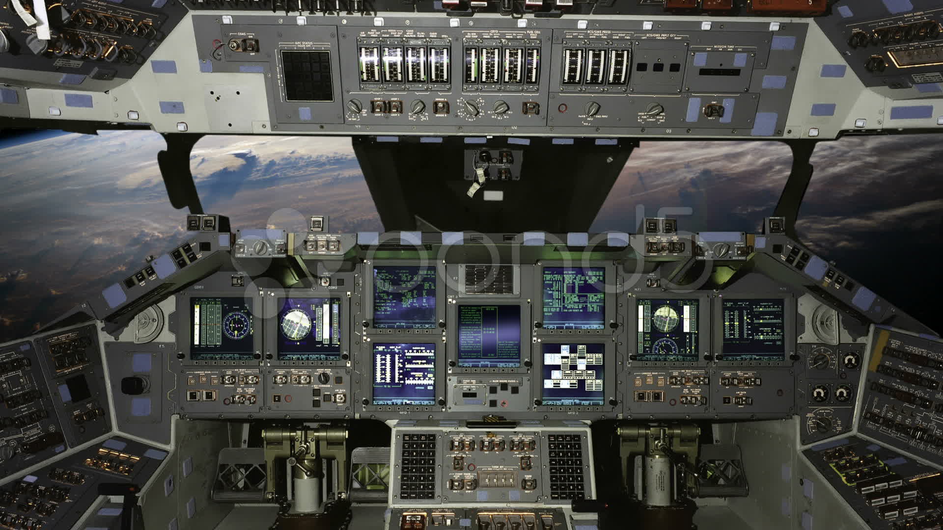 Video: Space Shuttle cockpit view with instruments, gauges, and view