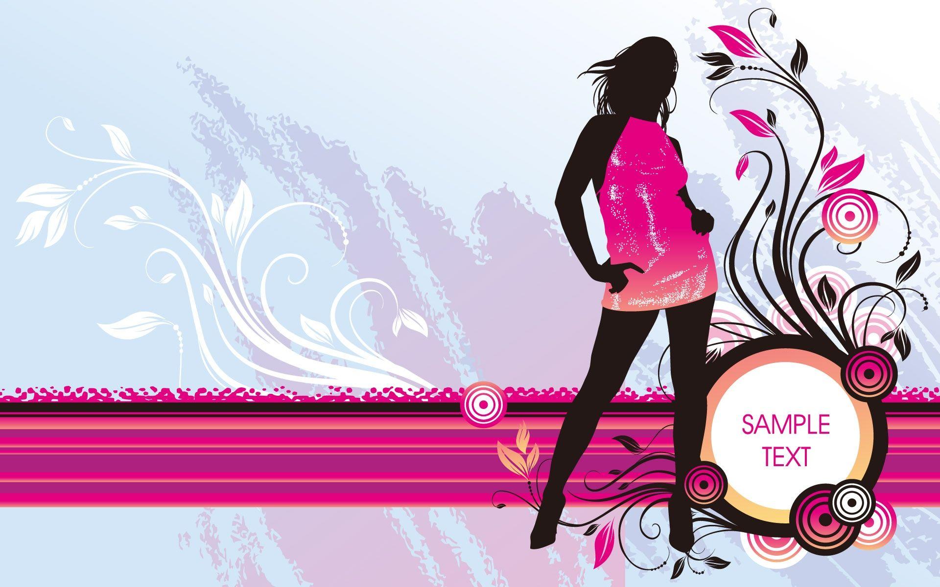 Purple dress fashion girl vector wallpaper. vector and designs