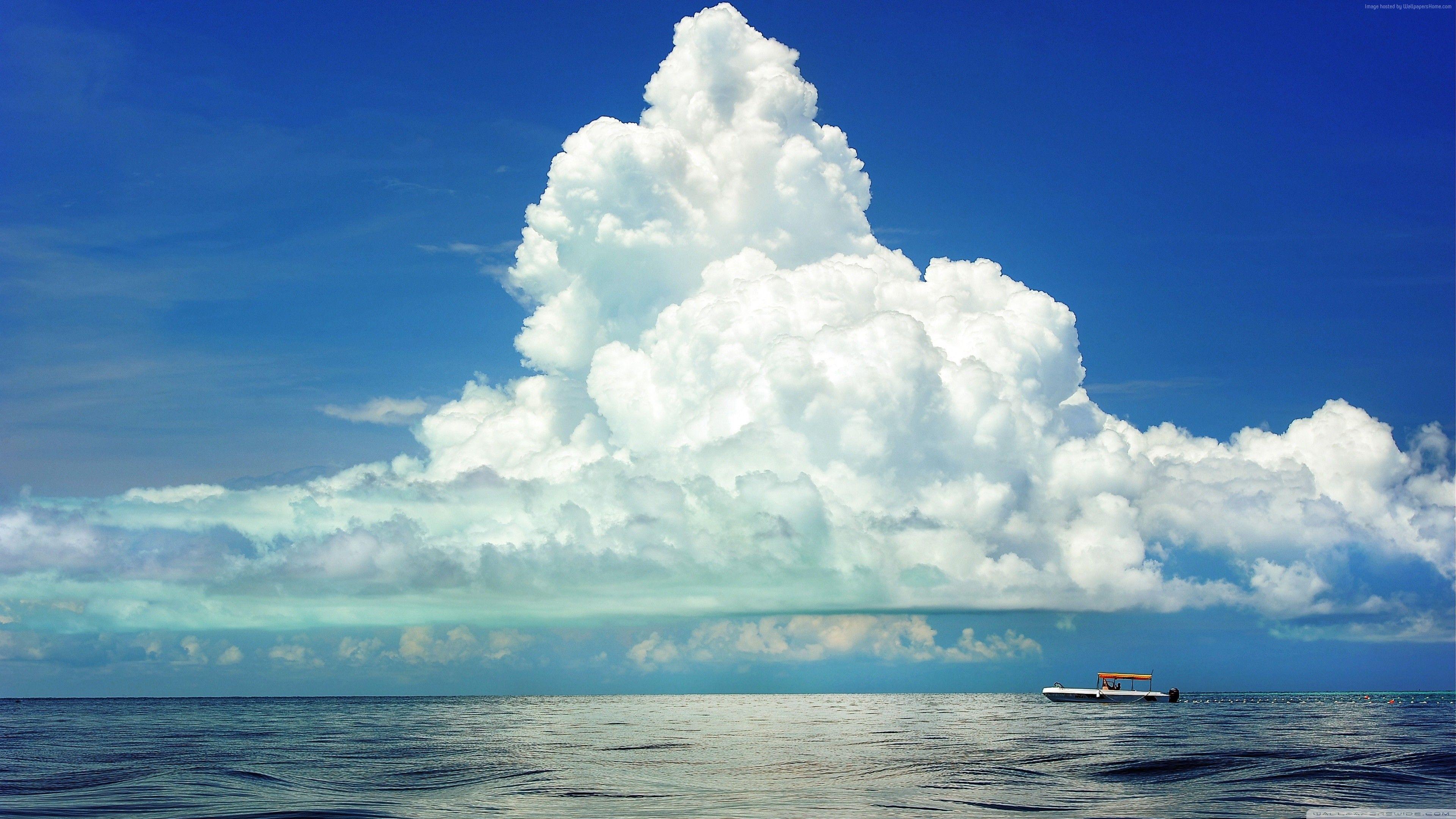 Wallpaper cumulus clouds, 4k, HD wallpaper, sky, sea, Nature