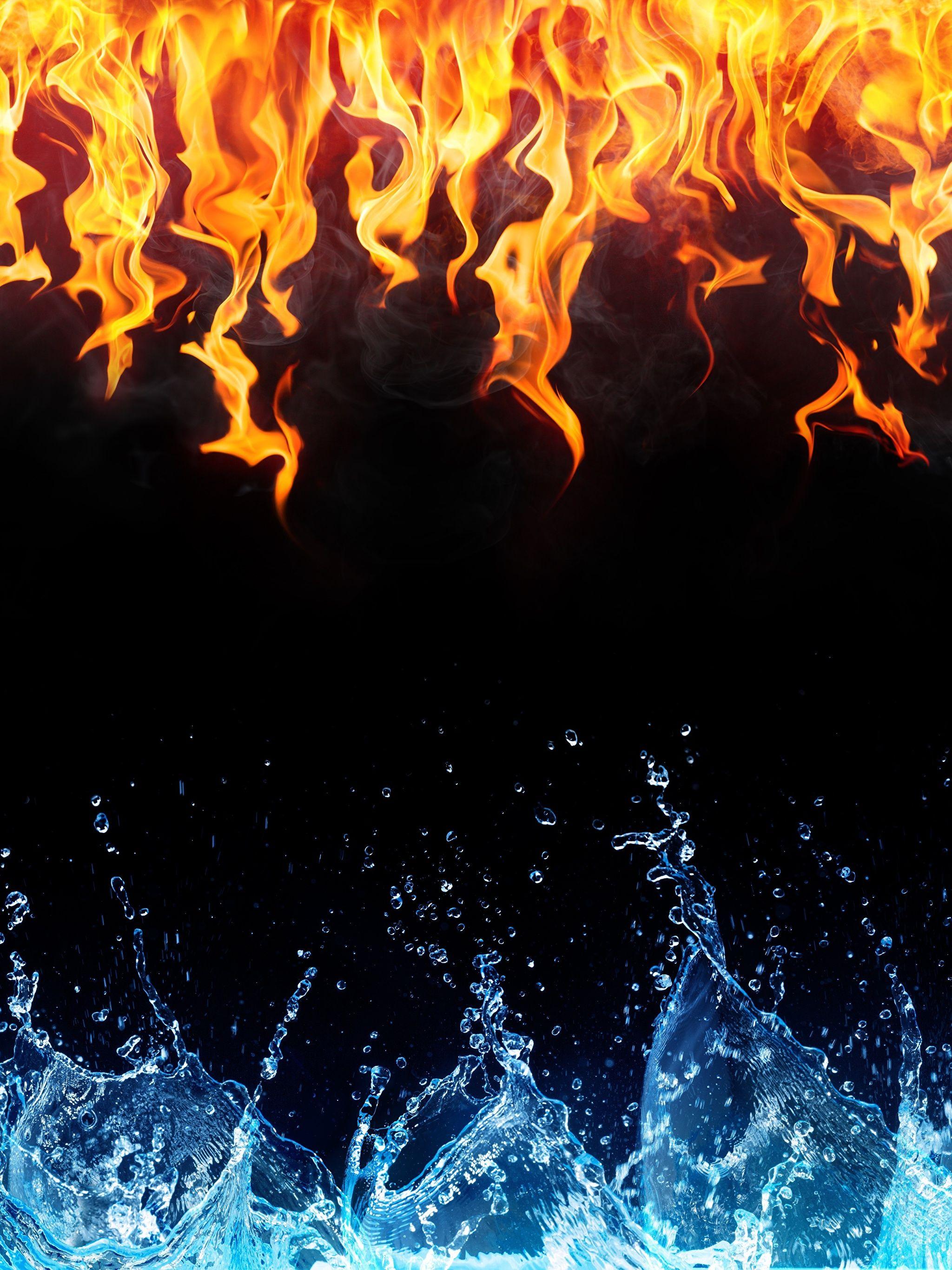 Wallpaper Texture Flame Water Black background 2048x2732