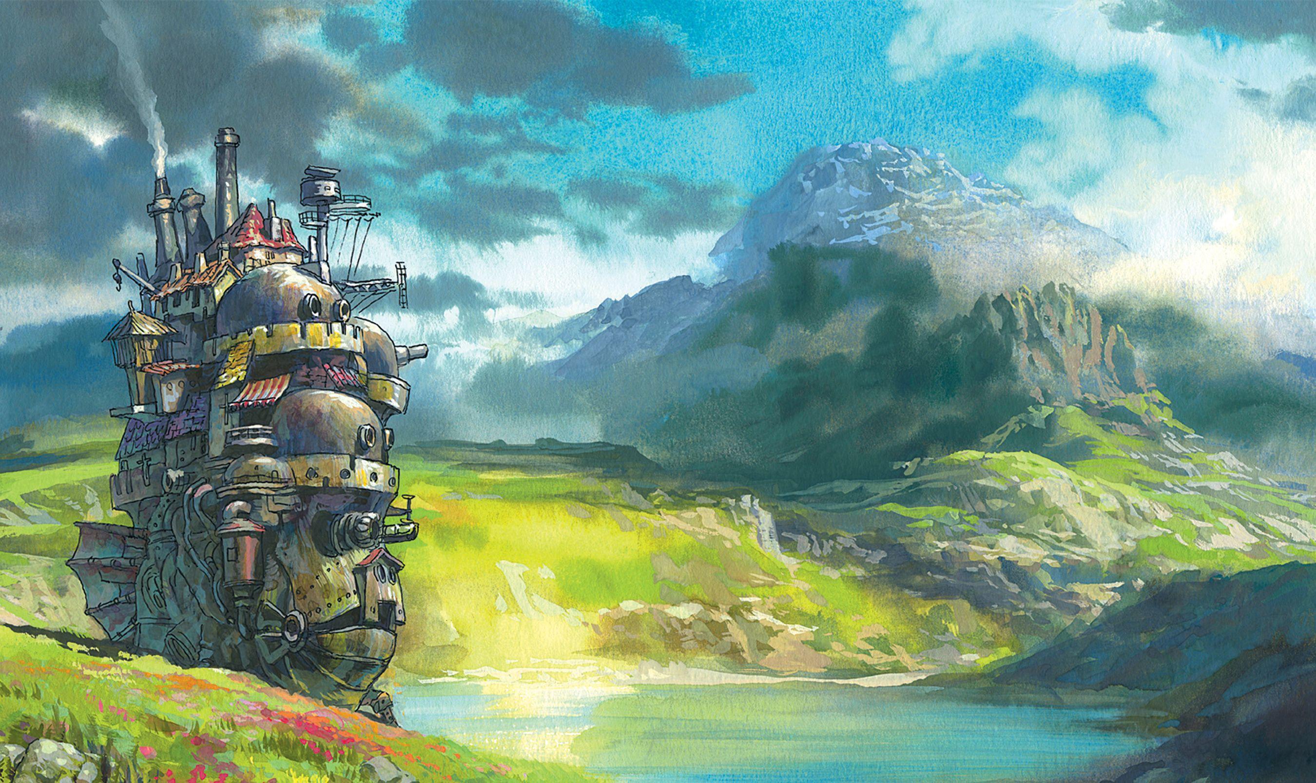 Hayao Miyazaki, castles, steampunk, Studio Ghibli wallpaper
