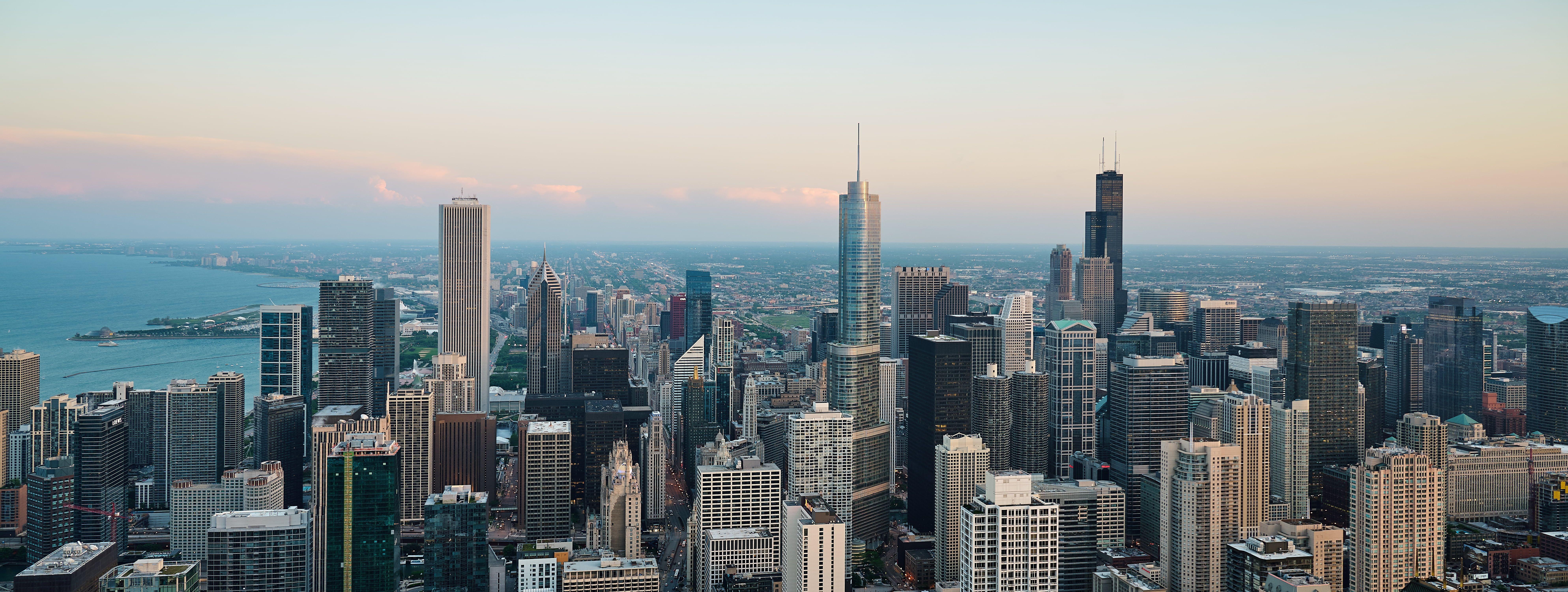 Aerial photography of city buildings in New York, chicago HD