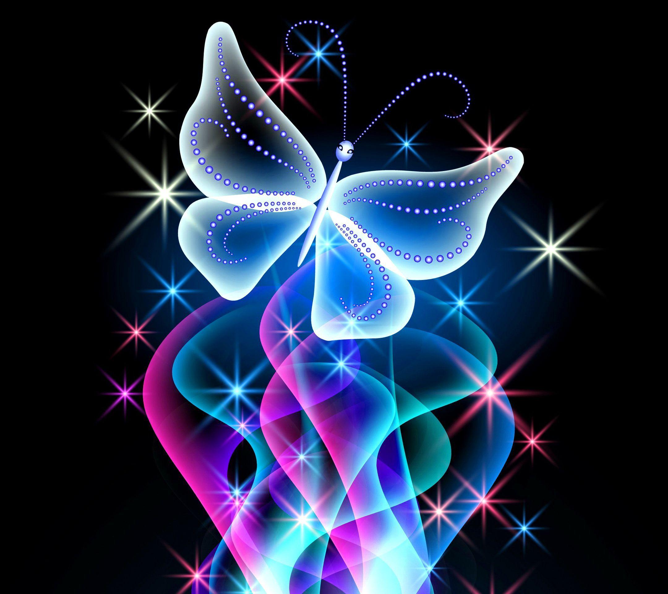 Animal Wallpaper. Neon Butterfly Desktop Background wallpaper HD