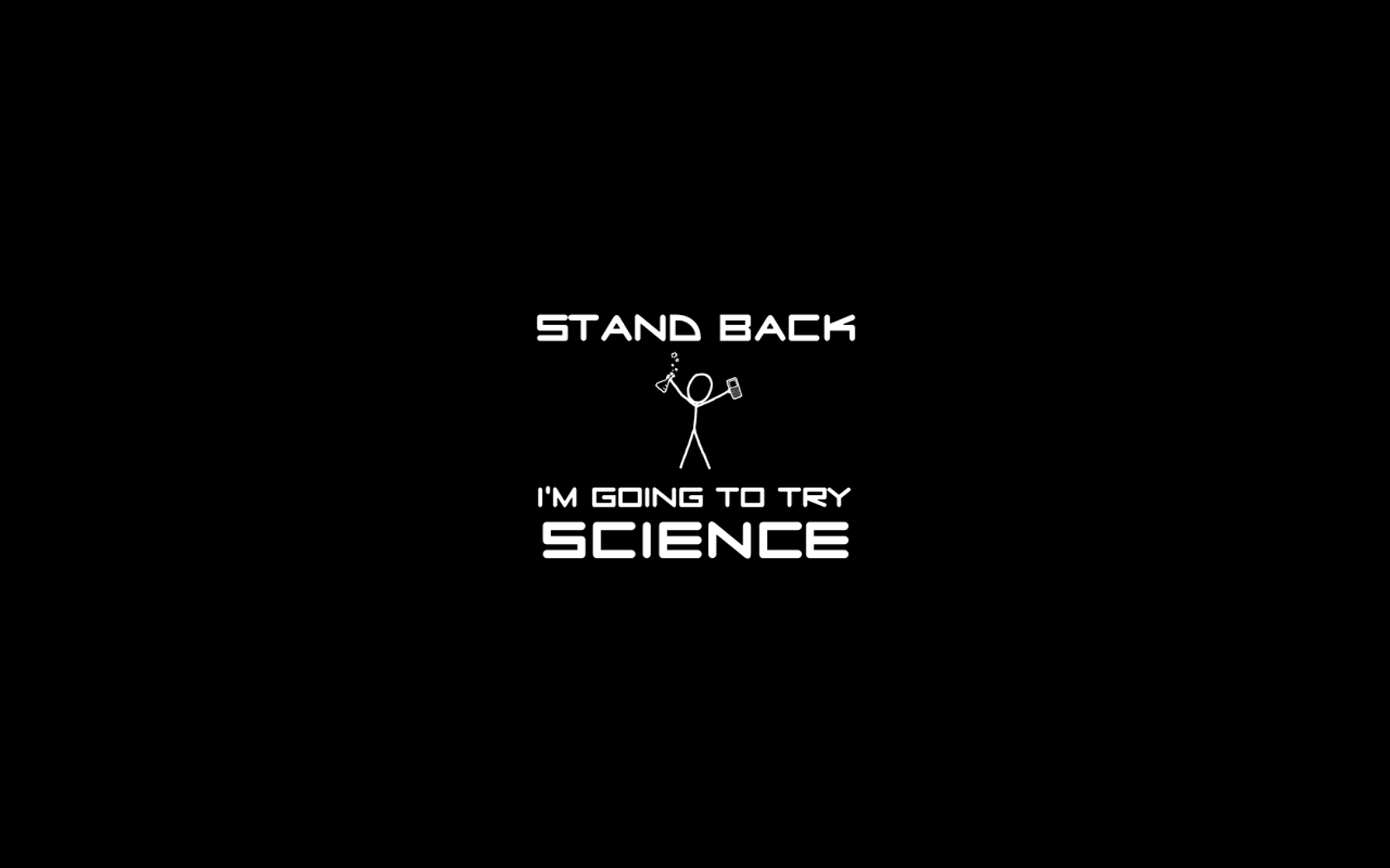 Black Background Funny Minimalistic Science Stick Figures