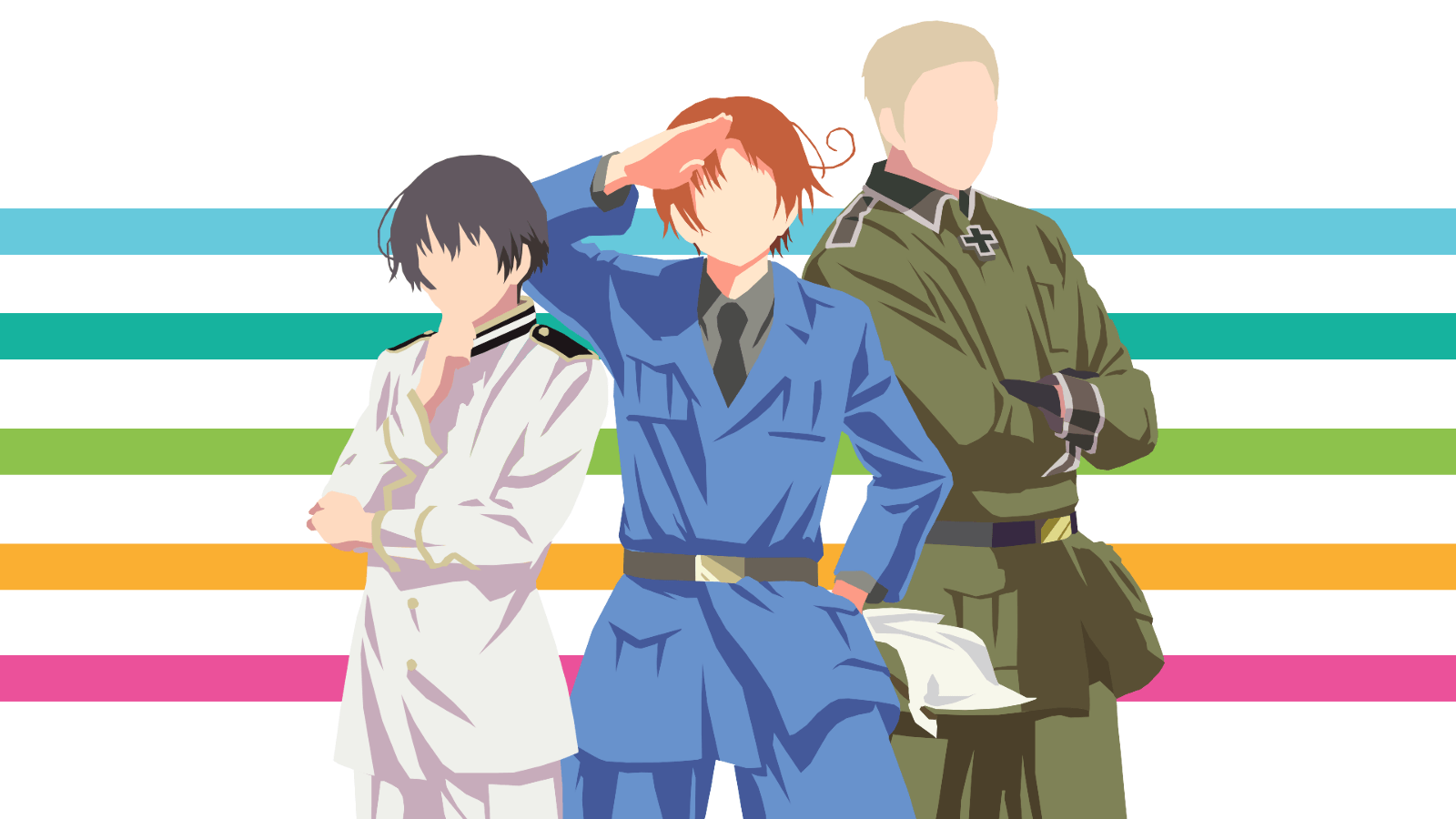 Hetalia Japan, Italy, and Germany Minimalist Wallpaper