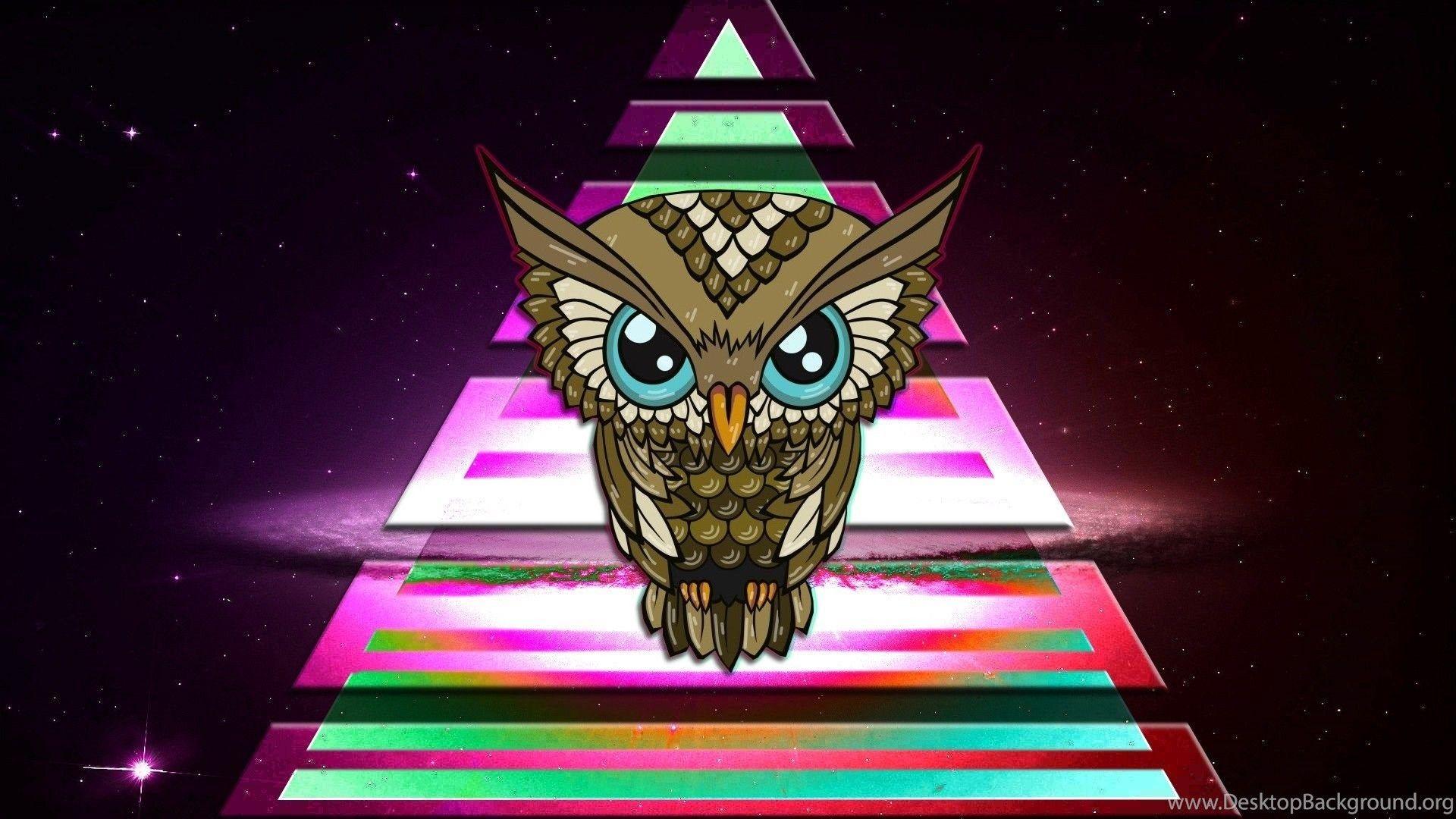 Owl, Triangle, Colorful, Space, Illuminati Wallpaper HD Desktop