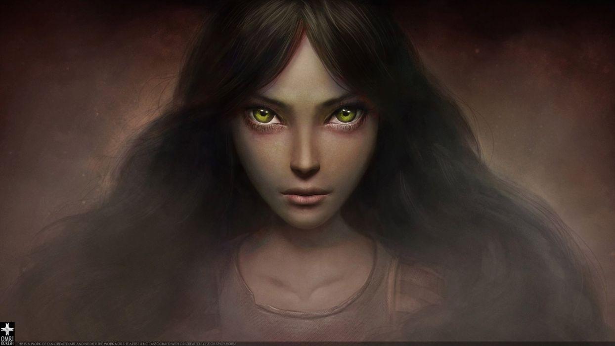 Game girl green eyes magic witch evil wallpaperx1080