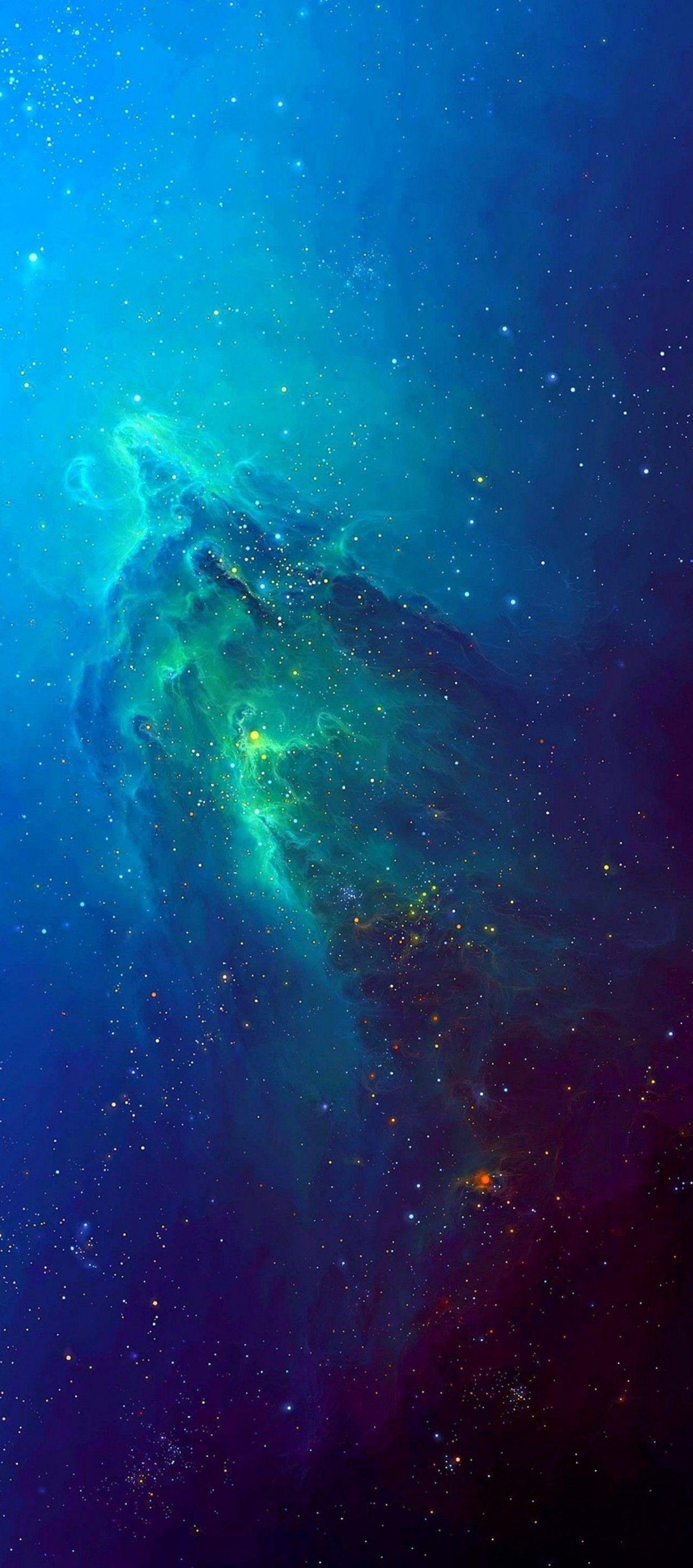 iOS iPhone X, stars, space, blue, aqua, abstract, apple, wallpaper, iphone clean, beauty, c. Space iphone wallpaper, Blue wallpaper iphone, Wallpaper space