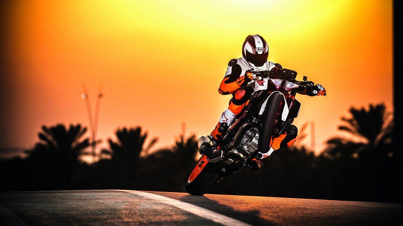 Wallpaper KTM 1290 Super Duke R, Sunset, Stunts, HD, Automotive