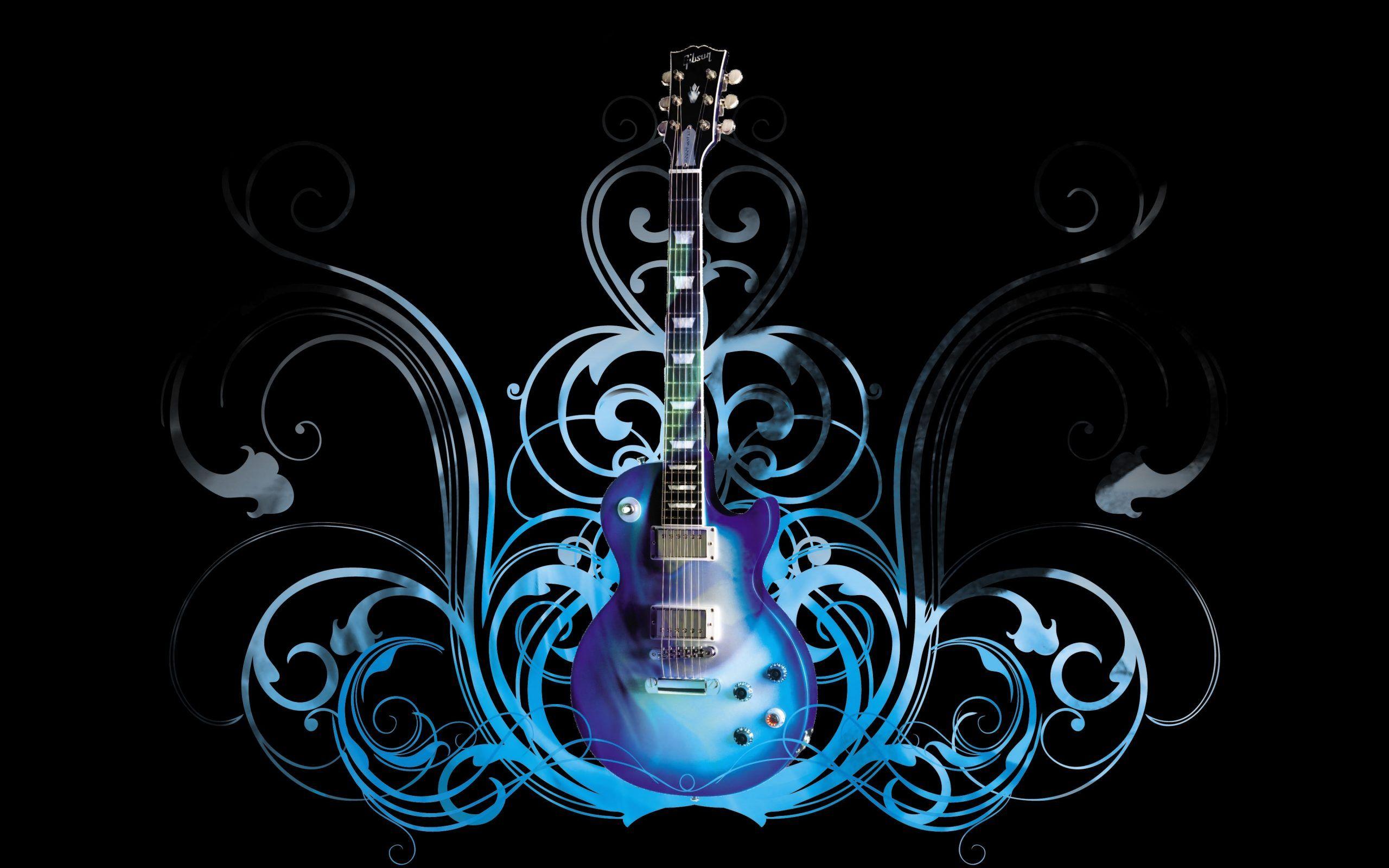 Guitar Art Blue Music 4K Wallpaper