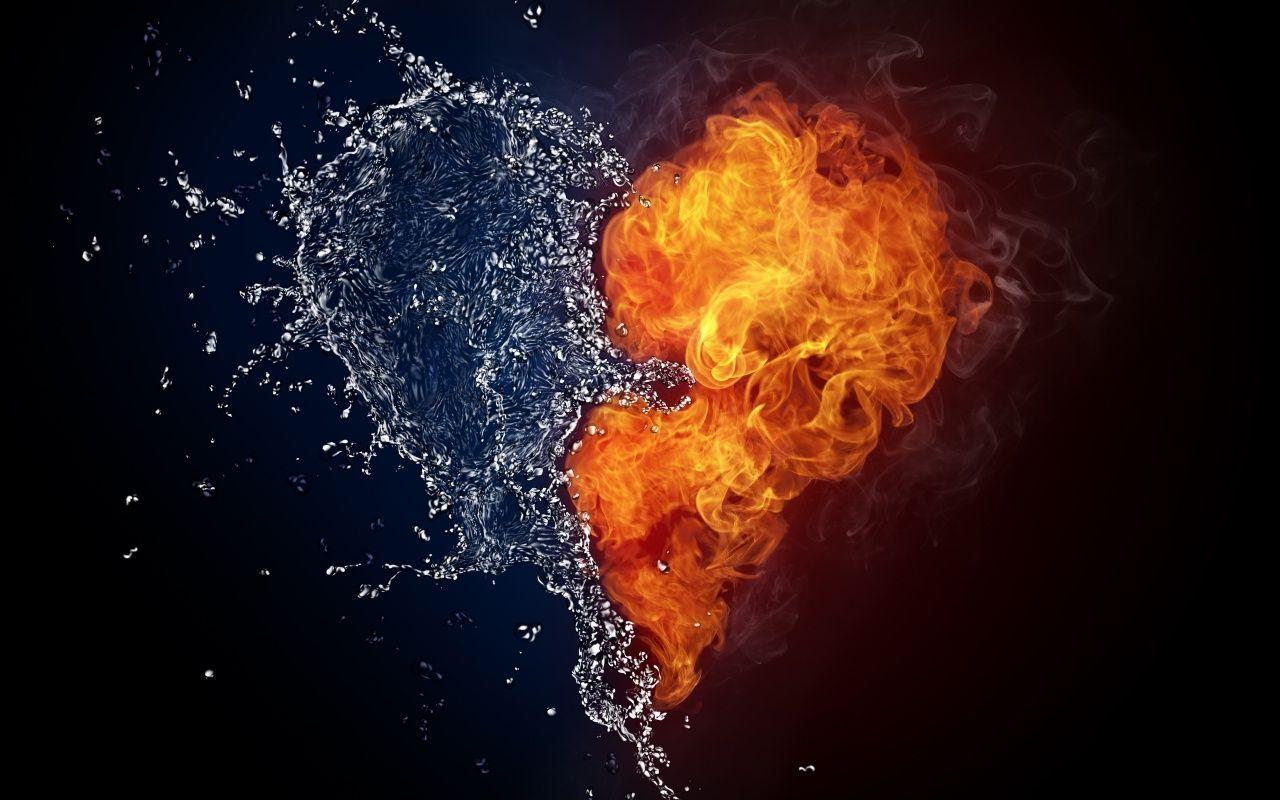 Water And Fire Heart HD Wallpapers ~ Love Wallpapers