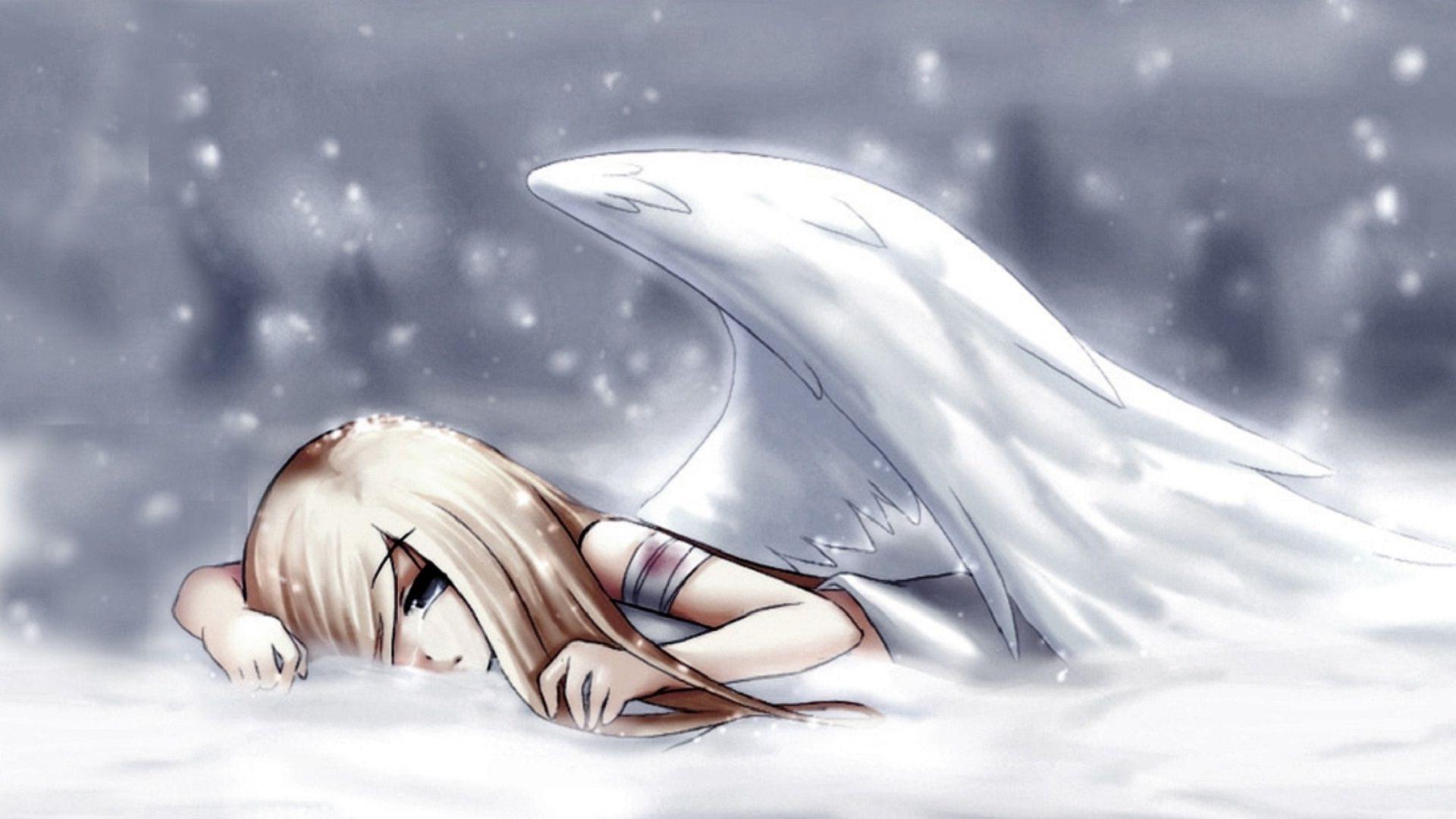 sad angel drawings anime