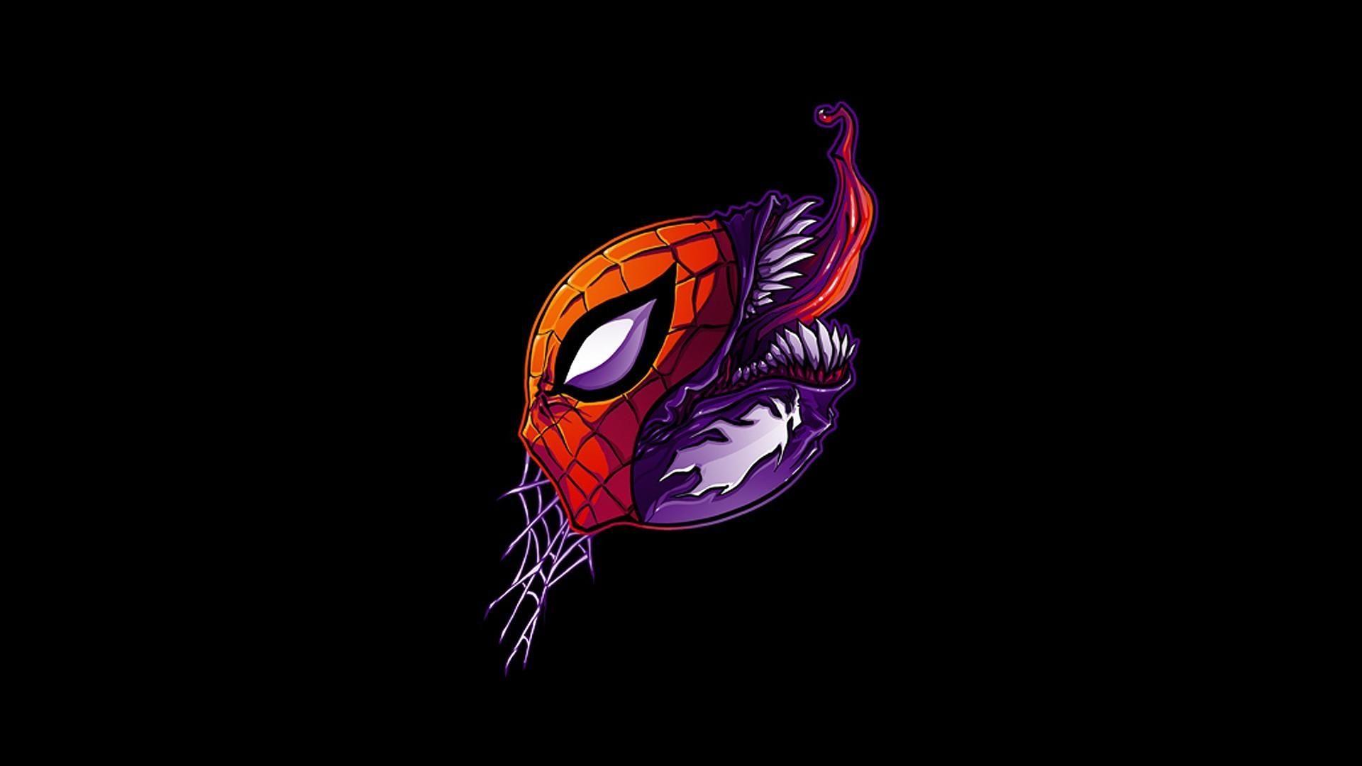 Marvel Comics Spider Man Venom Black Background Fan Art Wallpaper