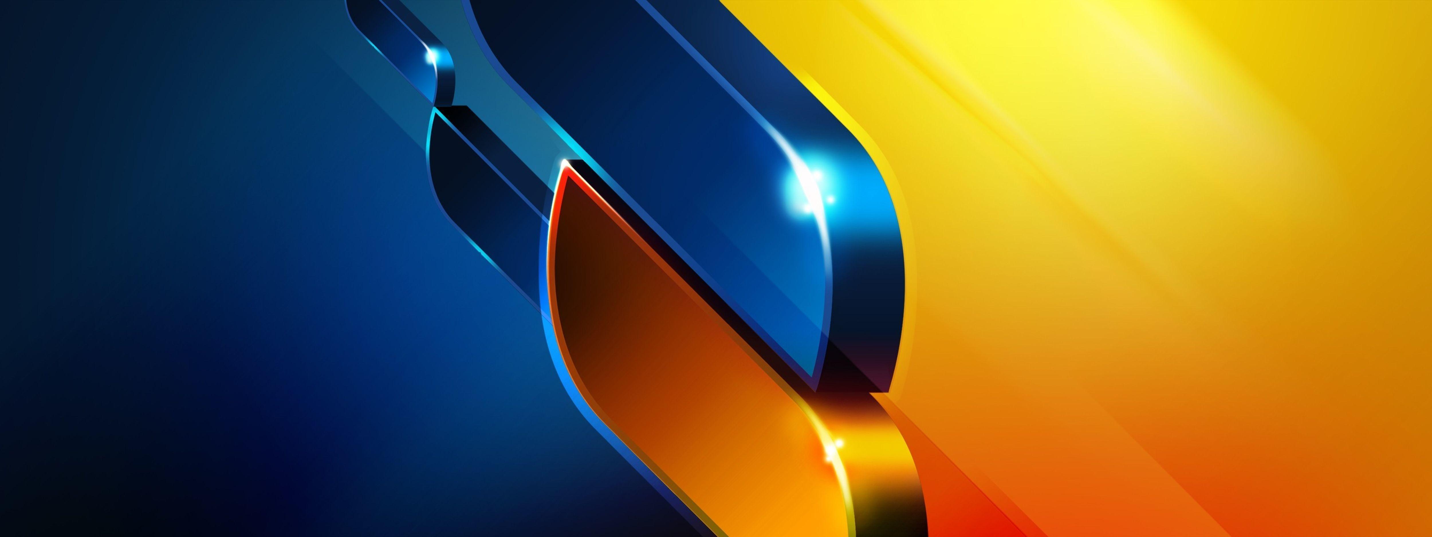 Wallpapers Firefox, Blue, Yellow, 3D, Abstract,