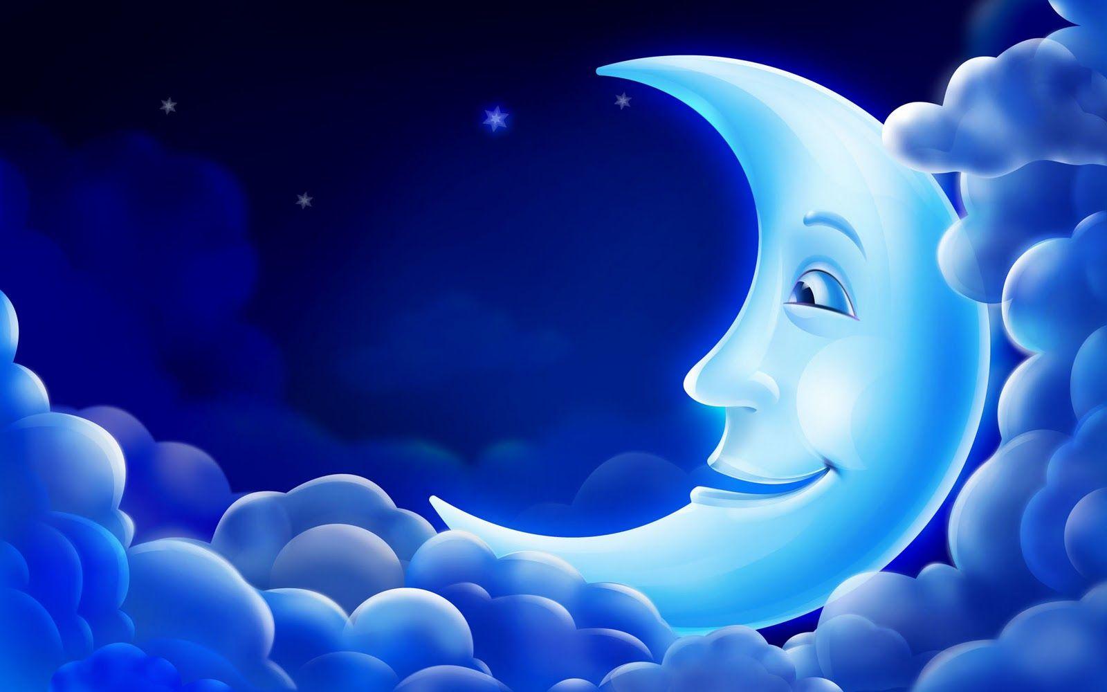 animated gifs free. CG 3D Animation PC Background blue moon smile