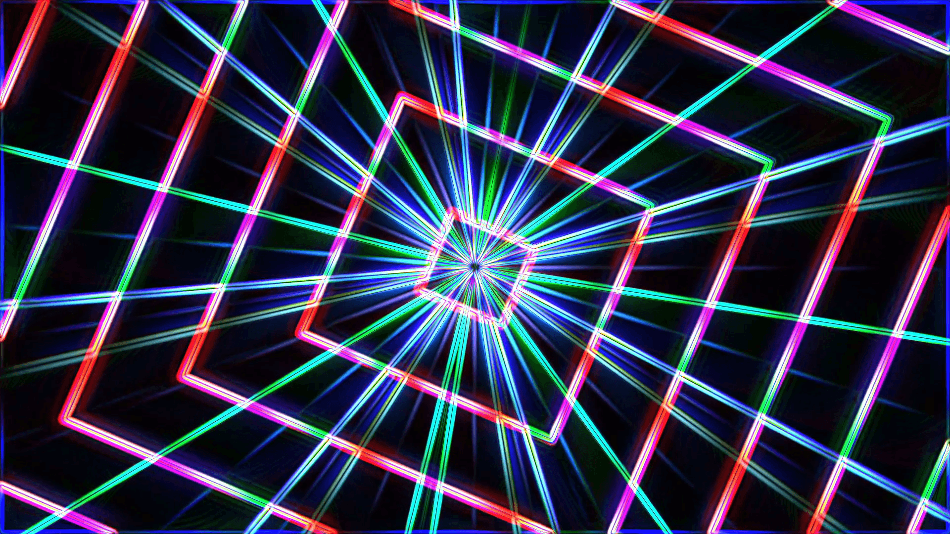 Neon lights squares tunnel star background loop Motion