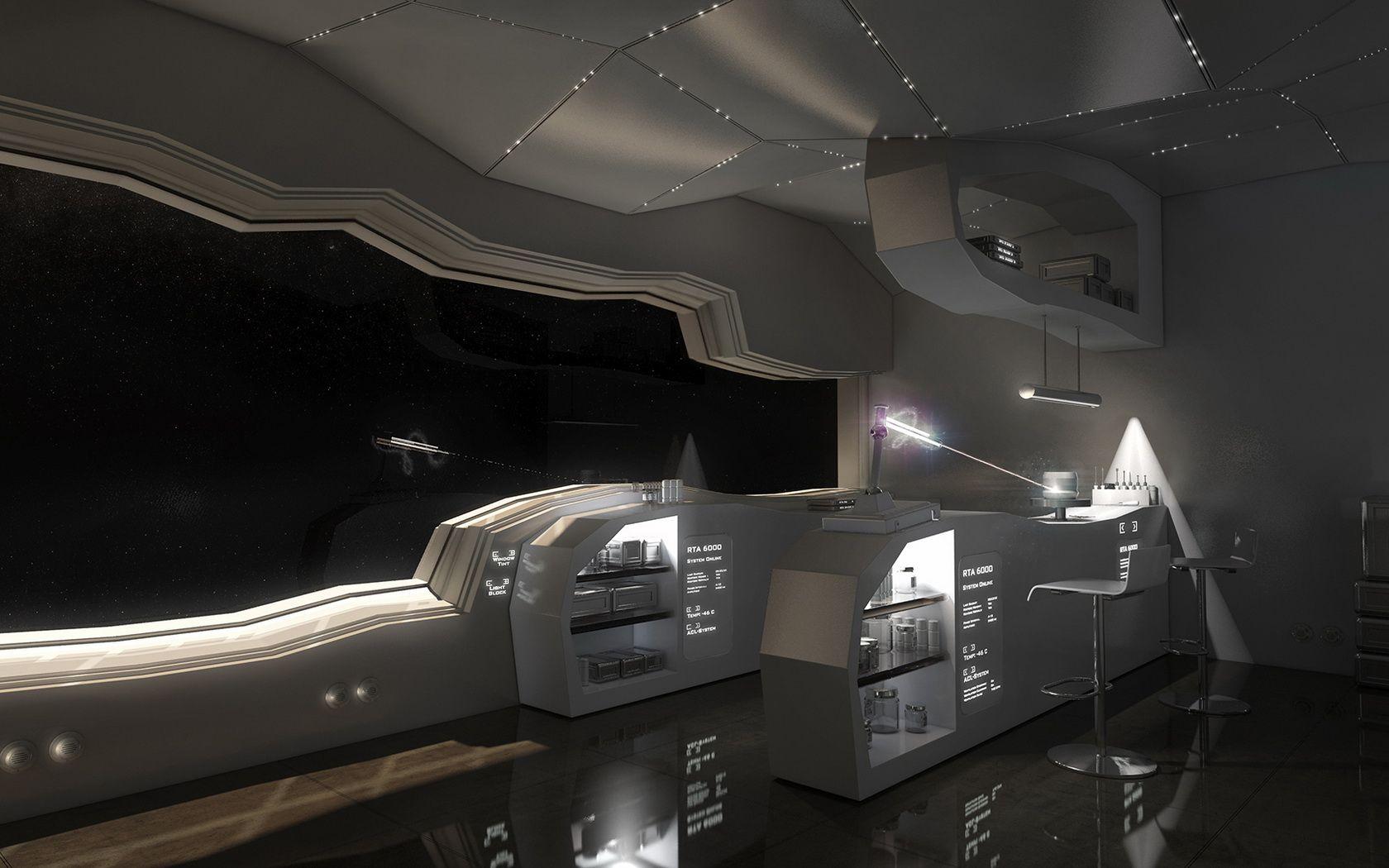 S_F_ Future Spaceship Interior wallpaperx1050