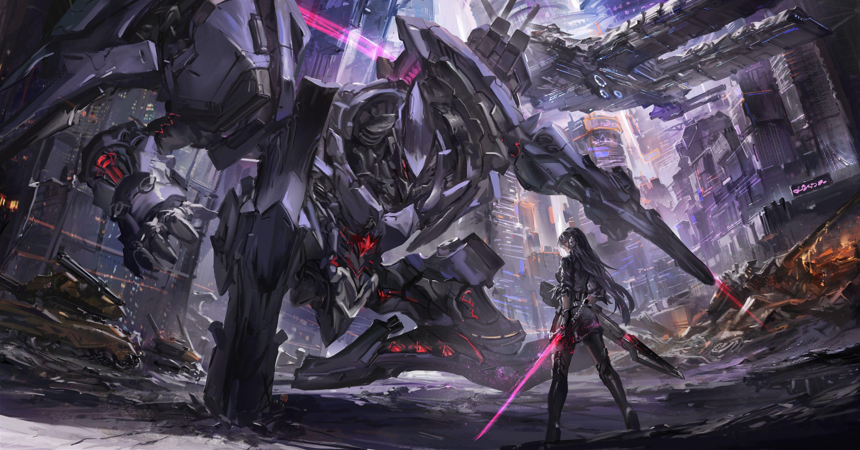 Robot Scifi Anime War, HD Artist, 4k Wallpaper, Image, Background