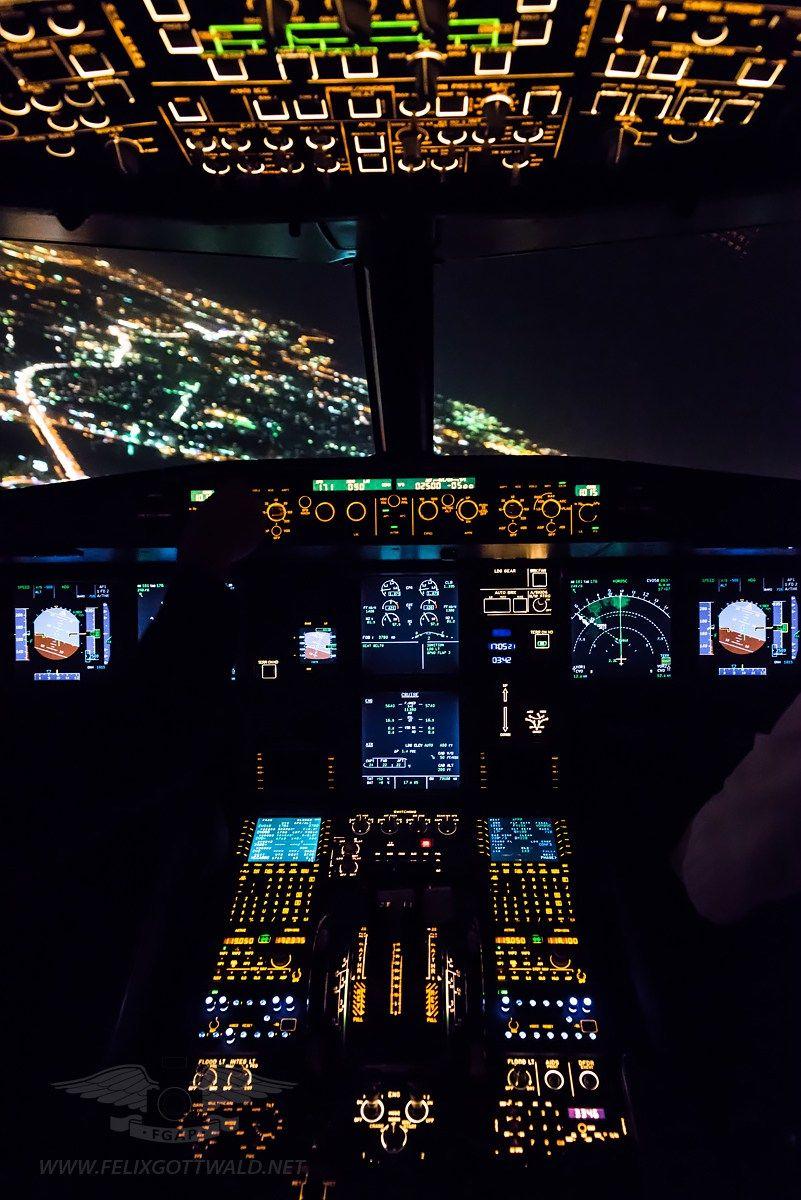 Approach To Cairo At Night On An Airbus A321 200