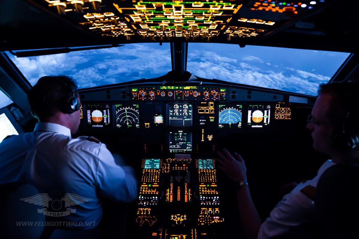 Approach To Cairo At Night On An Airbus A321 200