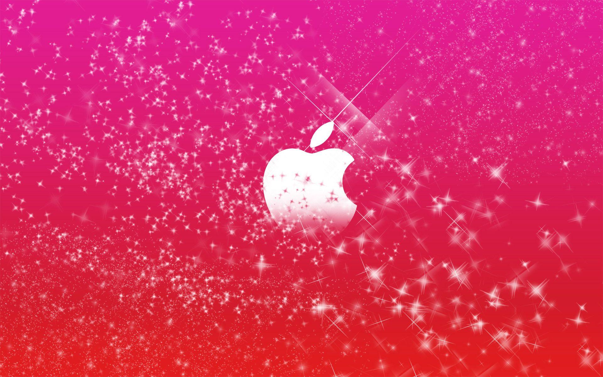 Apple Logo in Pink Glitters Wallpaper