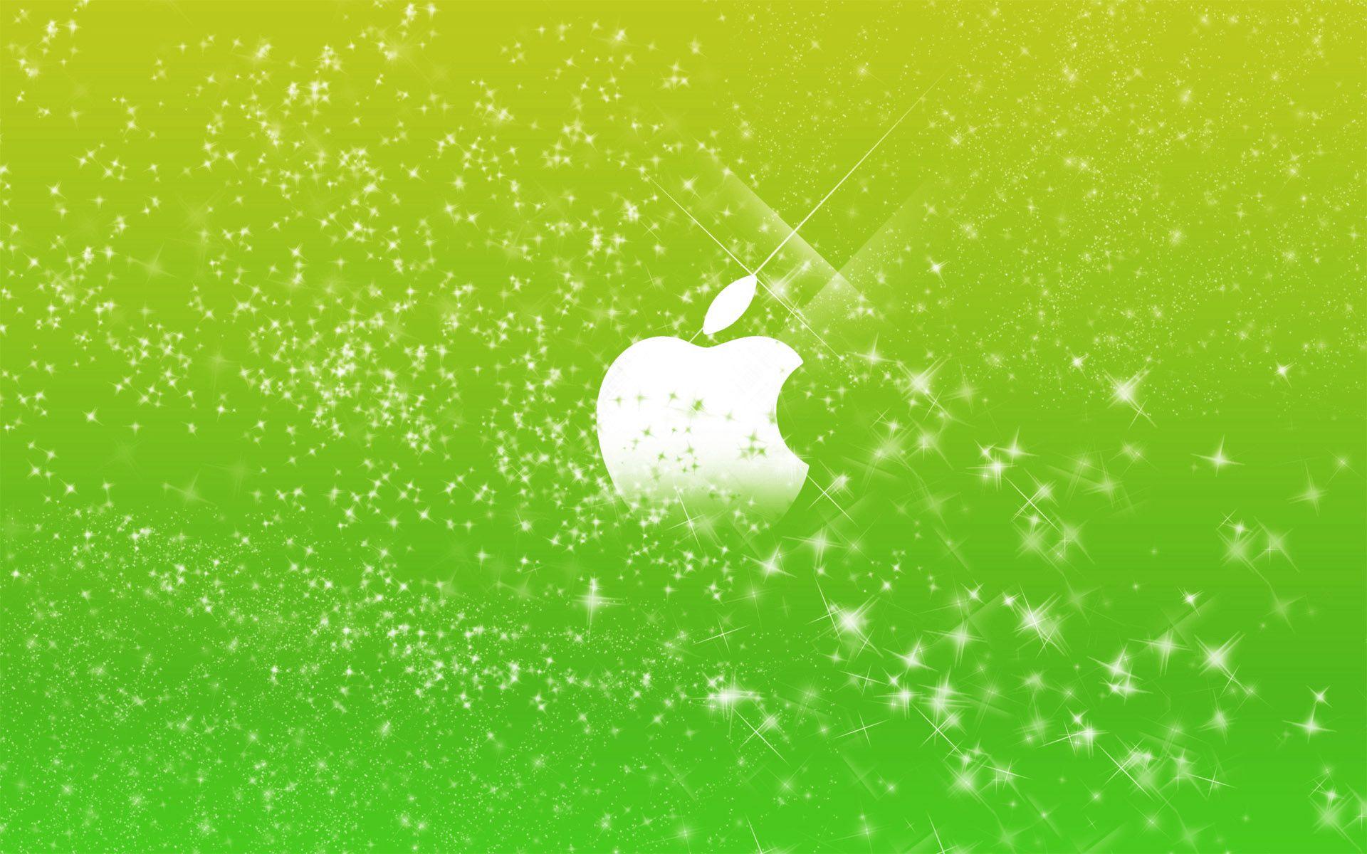 Apple Logo in Green Glitters Wallpaper