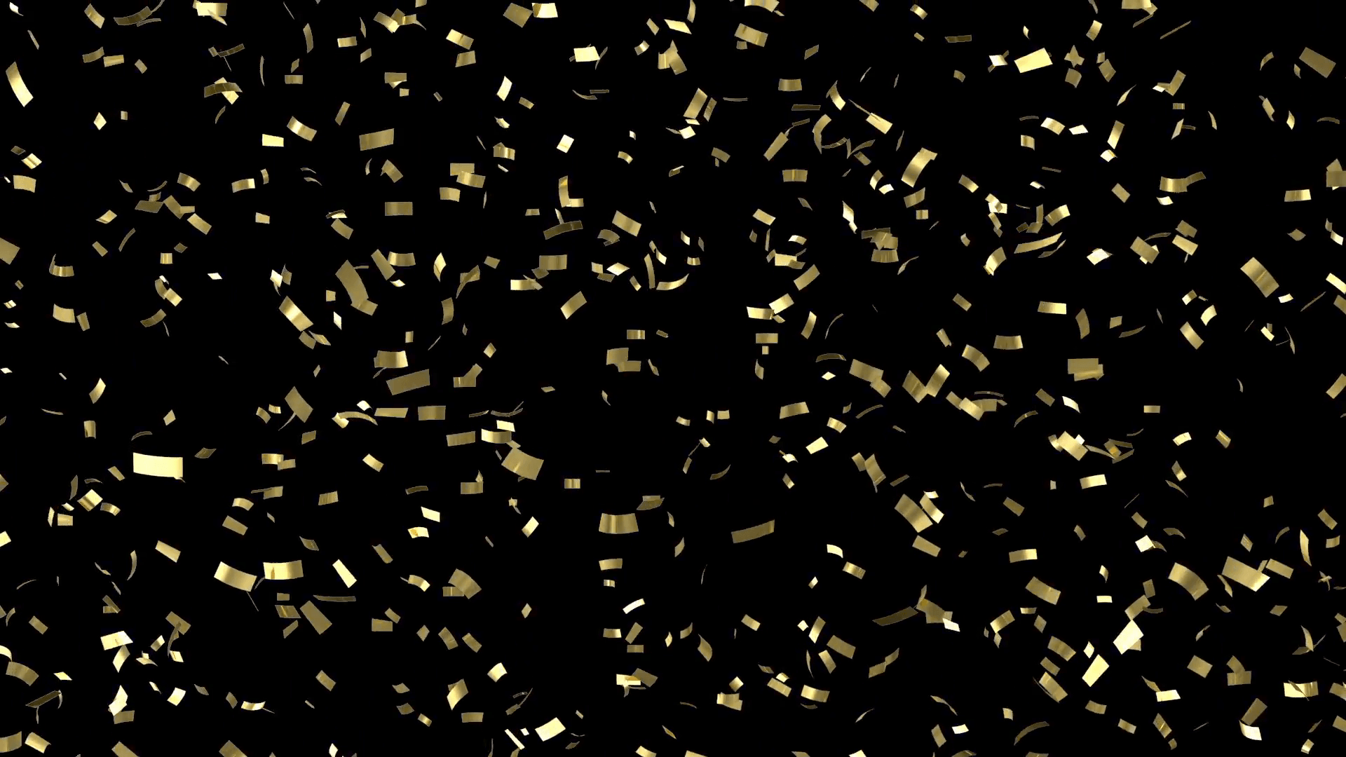 Falling Golden Confetti on black background. HQ Seamless Looping