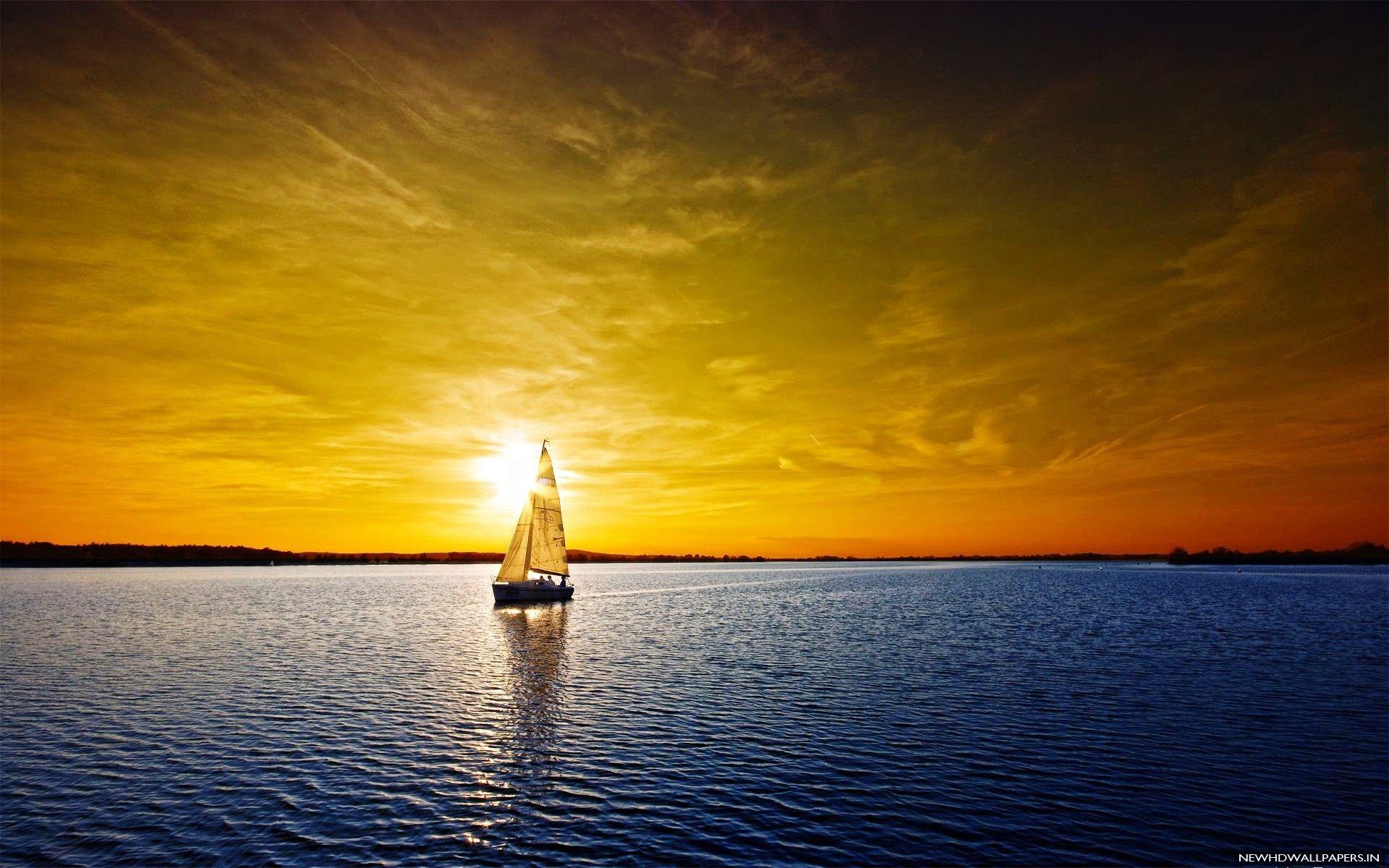 Amazing Sunset Sea Ship 1080p Wallpapers Wallpapers