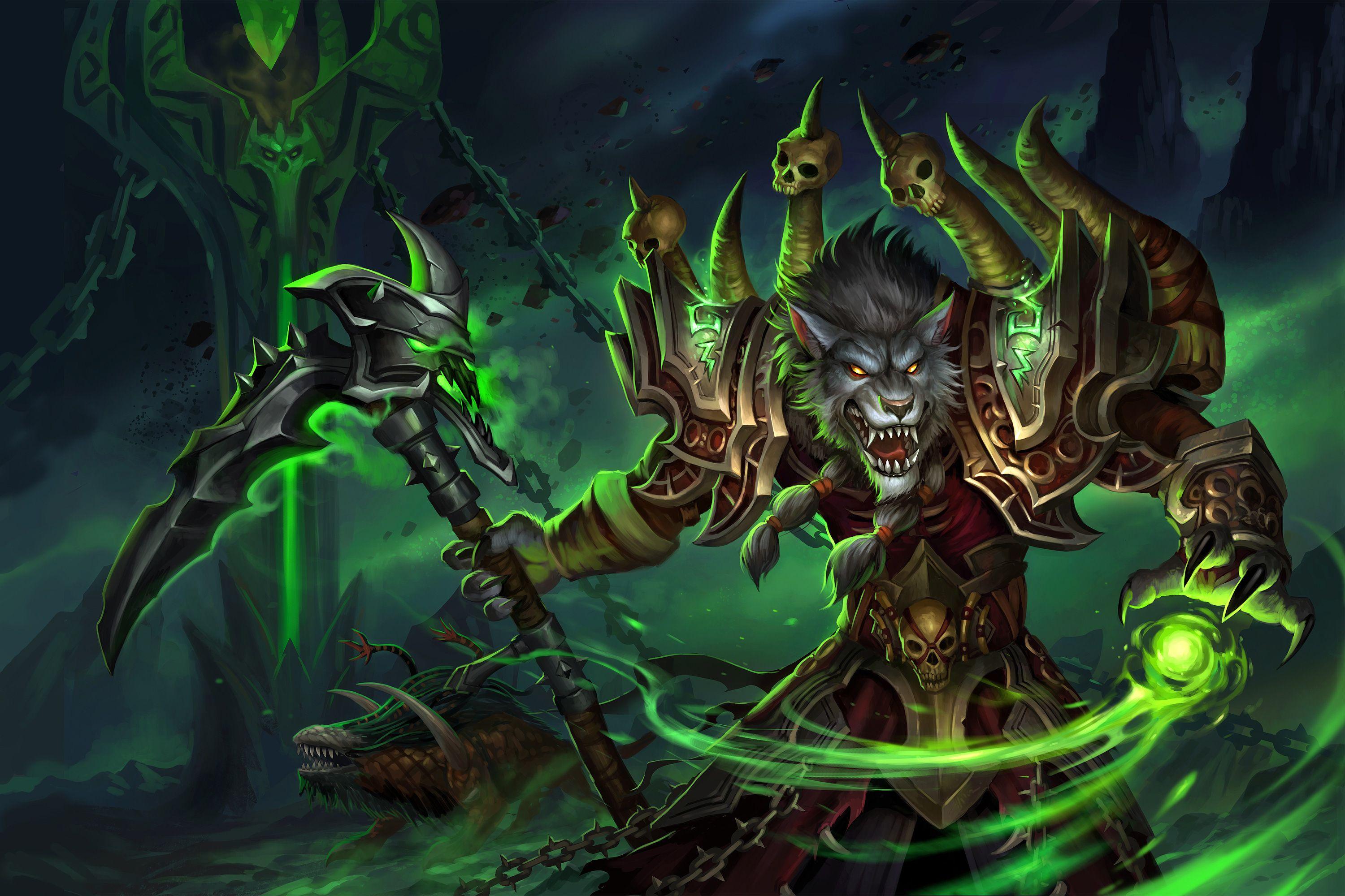 World of Warcraft Worgen Warlock, HD Artist, 4k Wallpaper, Image