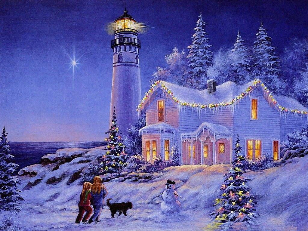 Winter: Christmas Tree Colorful Color Light Splendor Painting