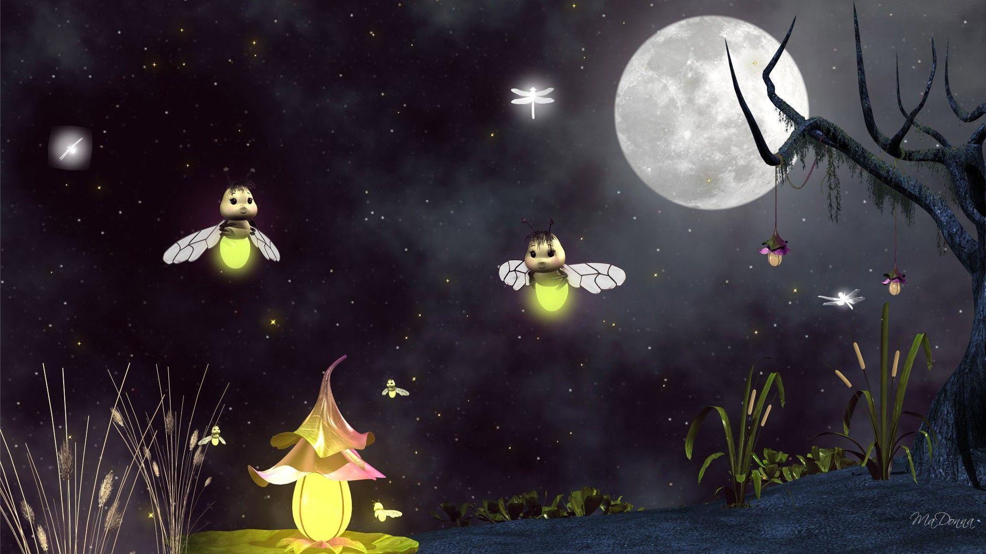 Summer Fireflies Dragonflies HD Wallpaper. BUTTERFLIES**FIREFLIES