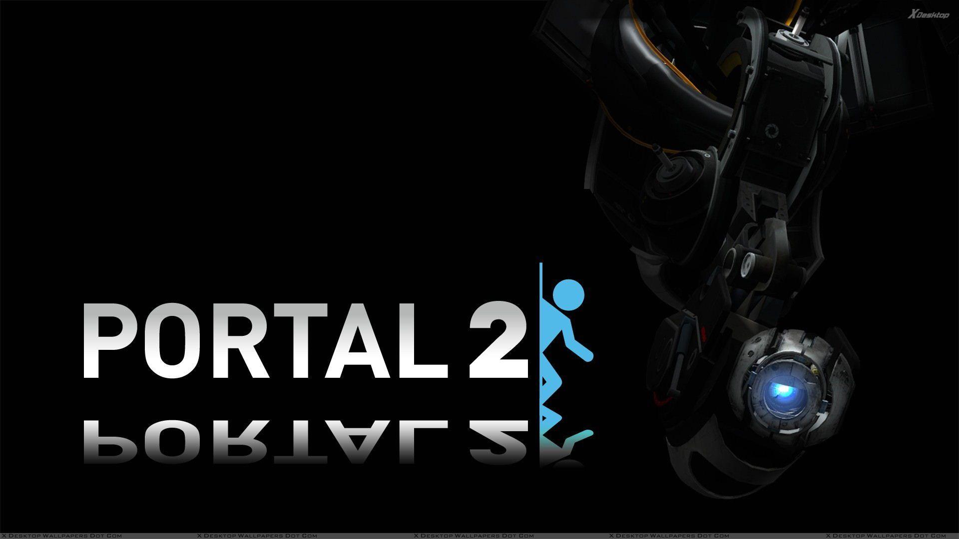Portal 2 Black Background Poster Wallpaper