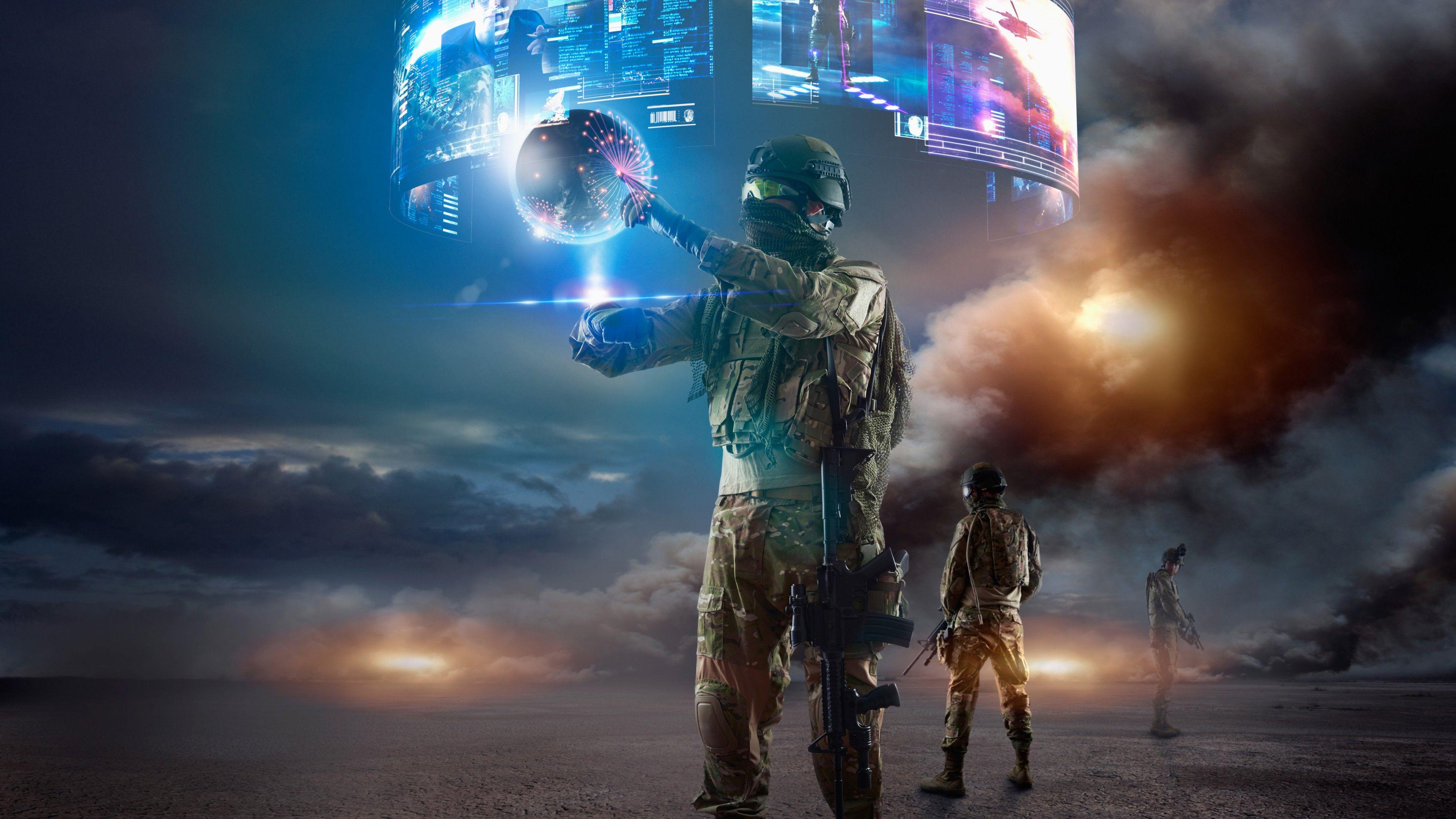 Wallpaper Soldier, Virtual Reality, Virtual Technology, Future, 4K