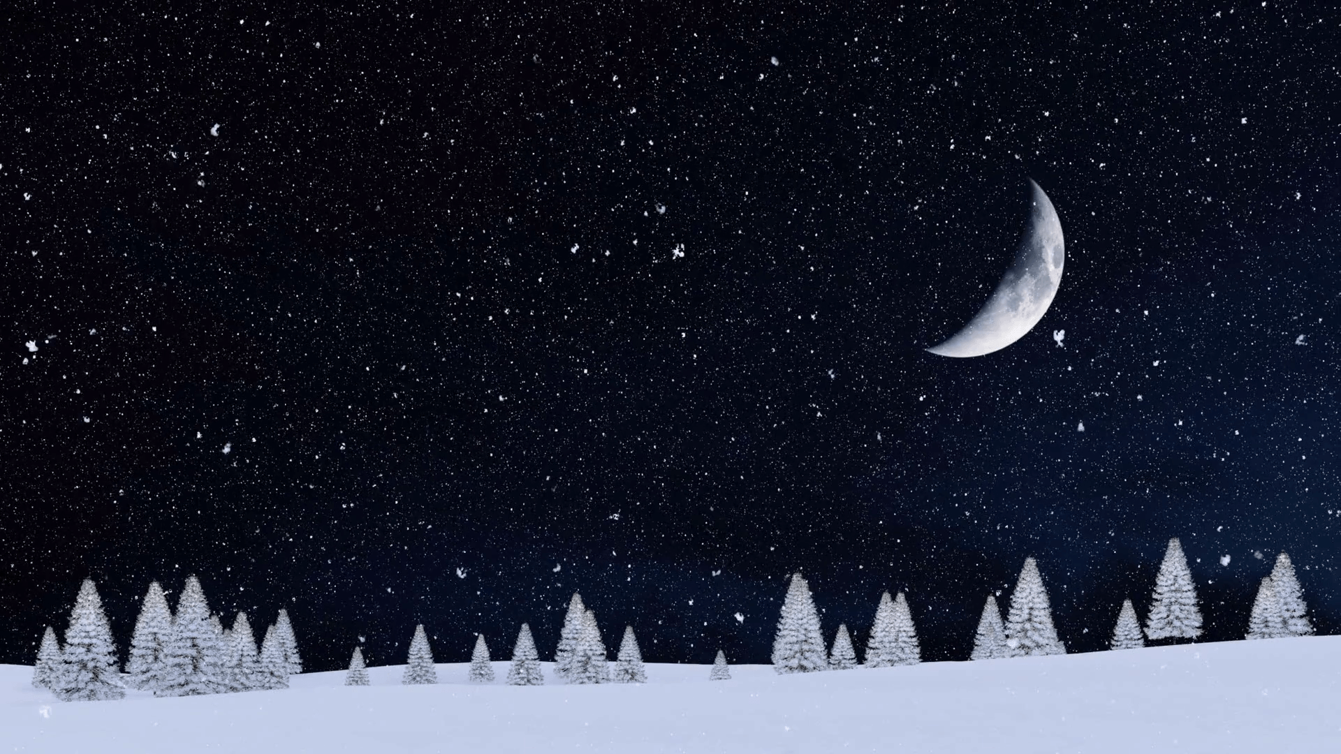 Fantastic winter night sky decorations with moon and stars, lullaby