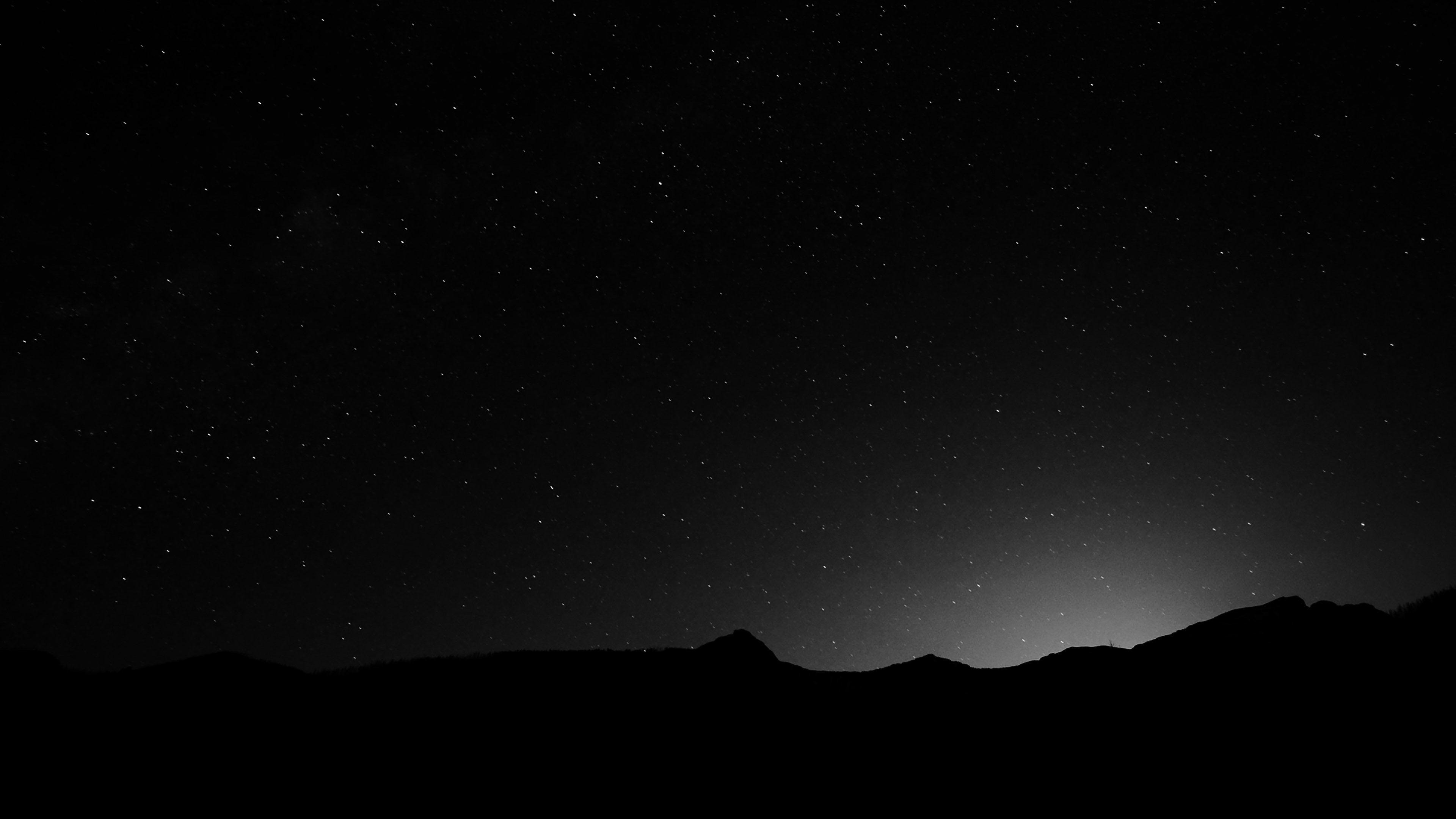 Night Sky Mountain Black & White Wallpaper free desktop background