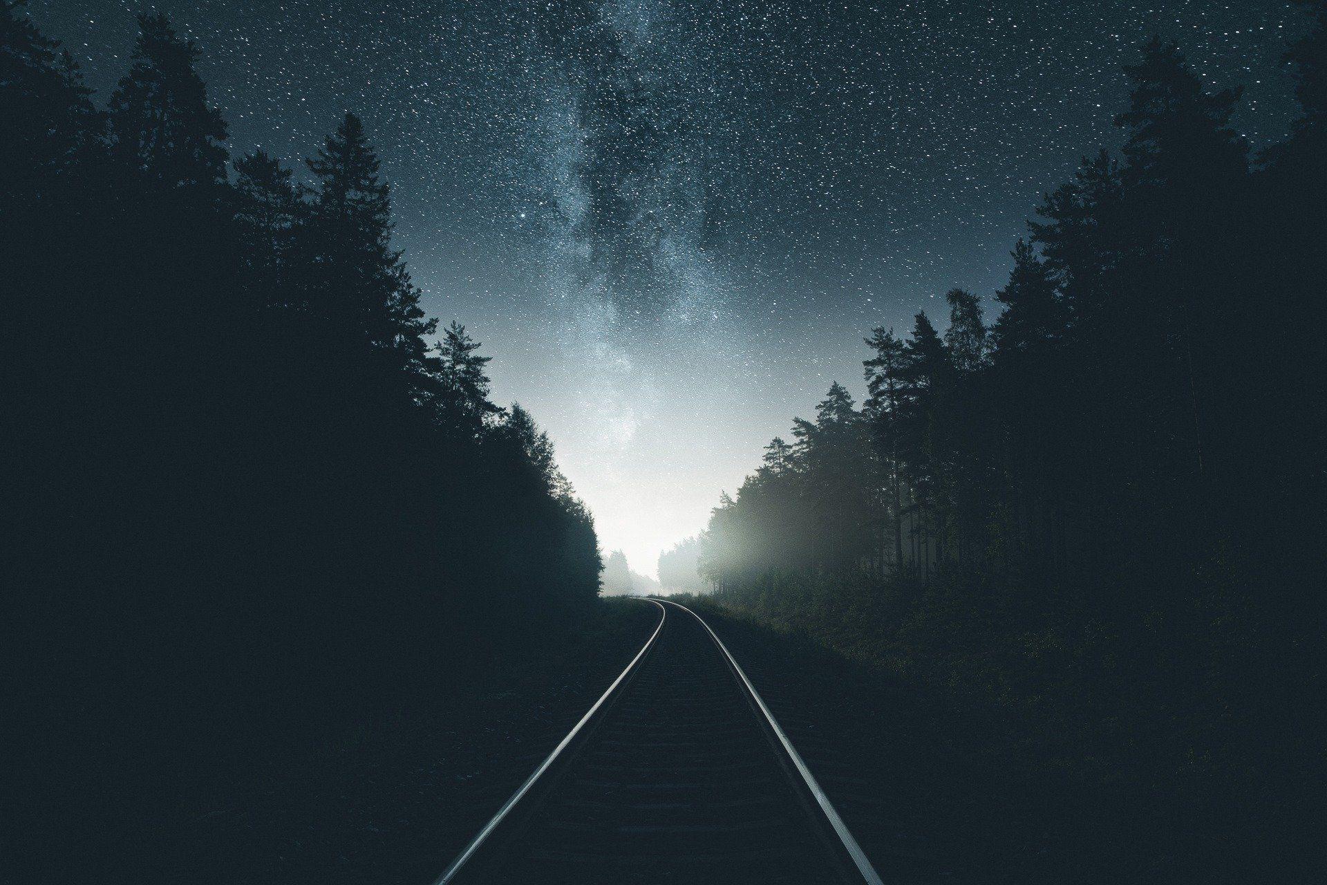 Railroad Full HD Wallpaper And Background Night Sky Image