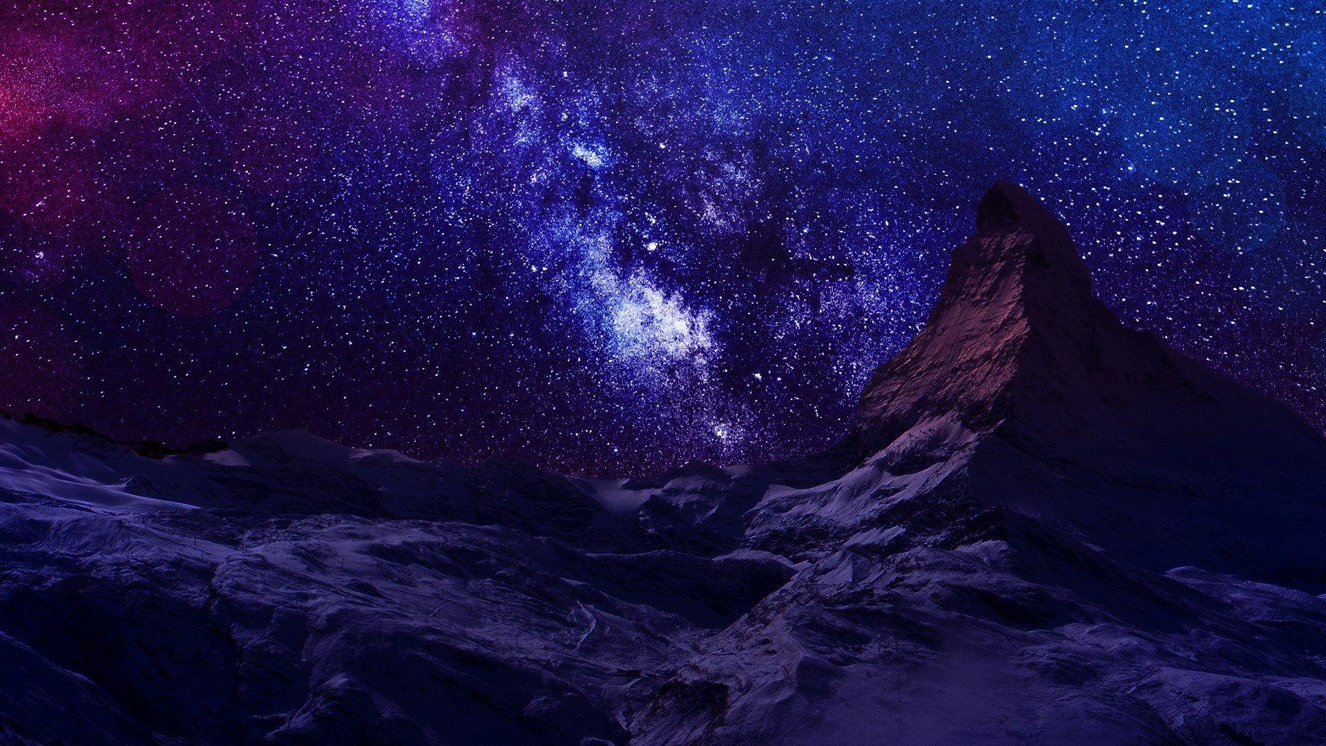 Sky: Sky Nights Earth Nature Starry Stars Mountains Background HD