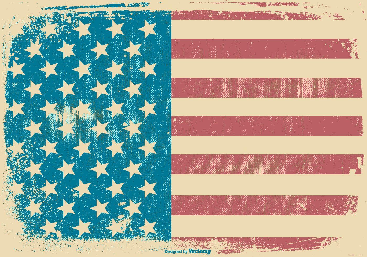 American Grunge Style Patriotic Background Free Vector