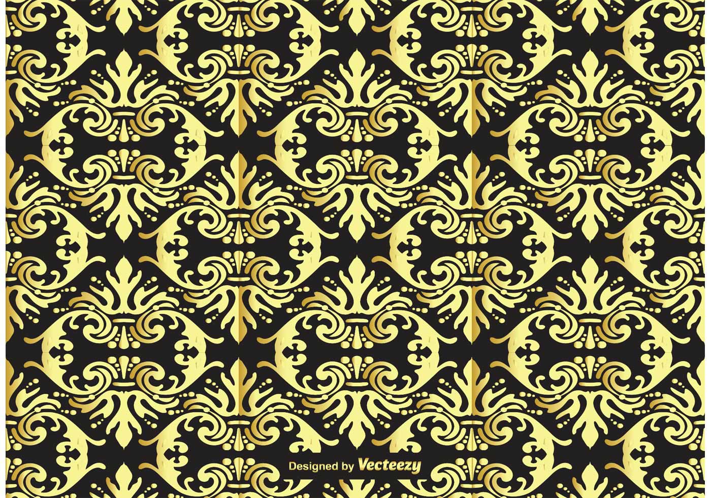 Gold and Black Damask Background Free Vector Art, Stock