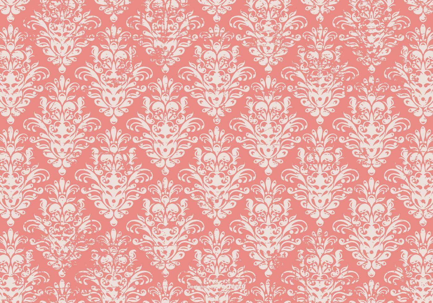 Pink Grunge Damask Background Free Vector Art, Stock