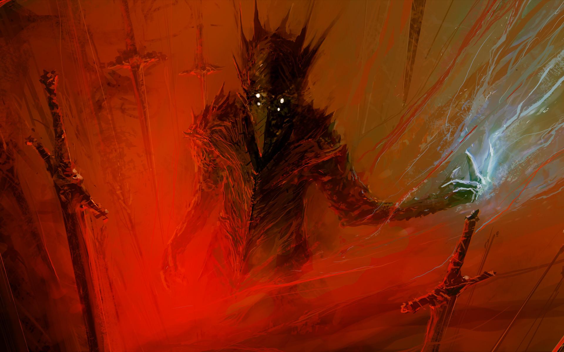 Paintings red berserk fantasy art science fiction artwork swords