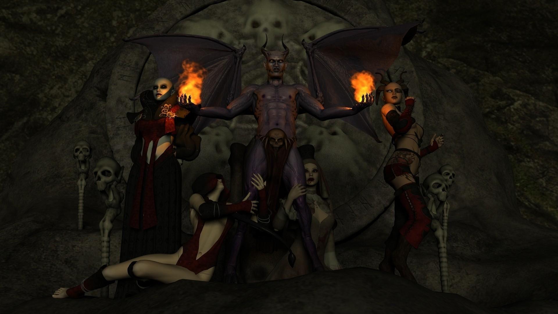 Hell creatures dark demons digital art wallpaper